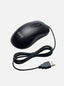 Souris optique filaire Havic CP87 noire branchée en USB à un ordinateur portable.