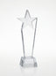 Trophée en verre en forme d'étoile sur socle, idéal comme trophée de bureau.