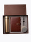 Coffret Notebook A5 Cuir Marron, Stylo, Bouteille isotherme & Speaker