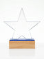 Trophée en bois bureau avec étoile en verre transparente et liseré bleu