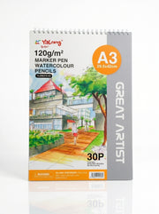 Bloc papier aquarelle A3 Yalong 120g - Spirale 30 feuilles