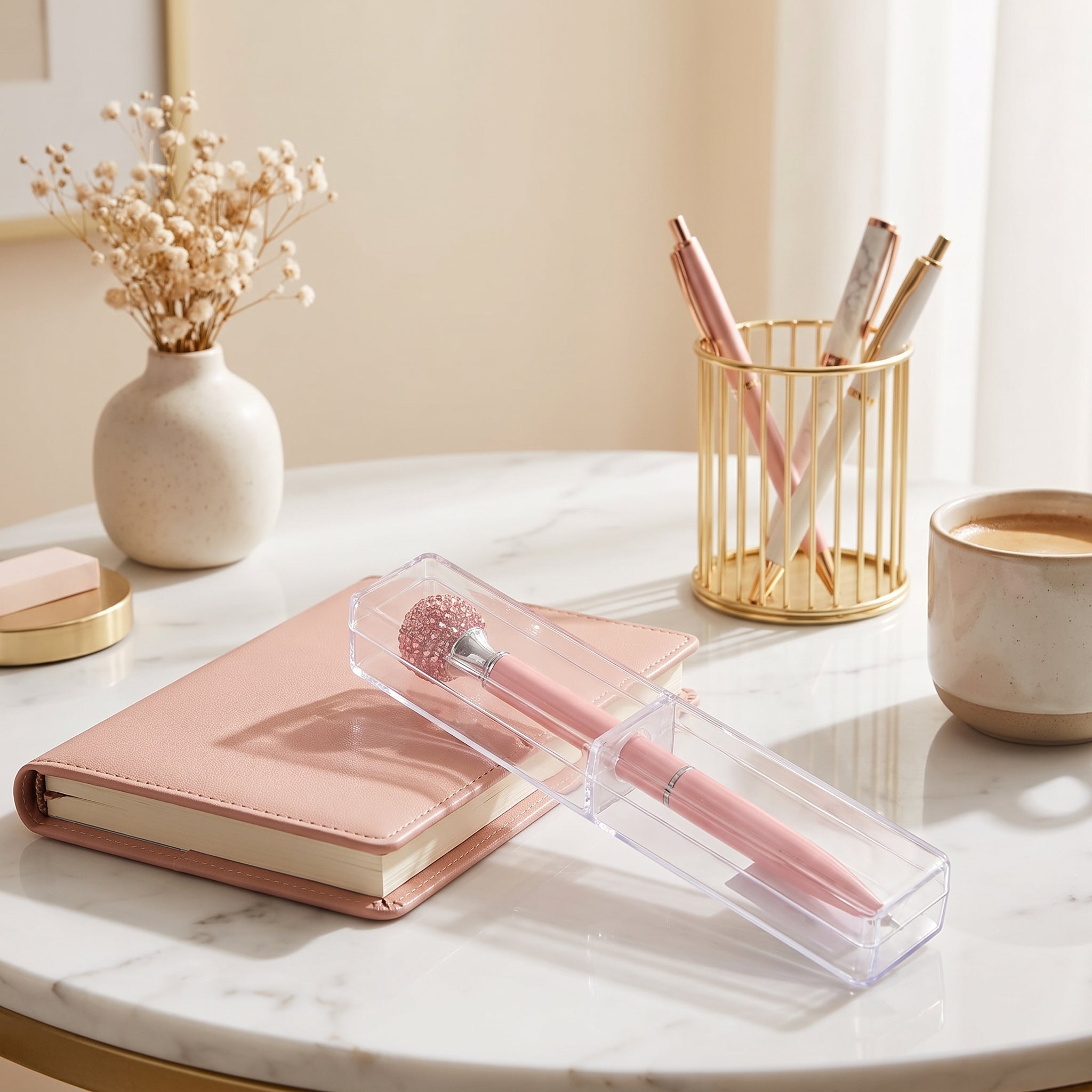 Stylo à bille en métal avec boîte transparente "To Go"