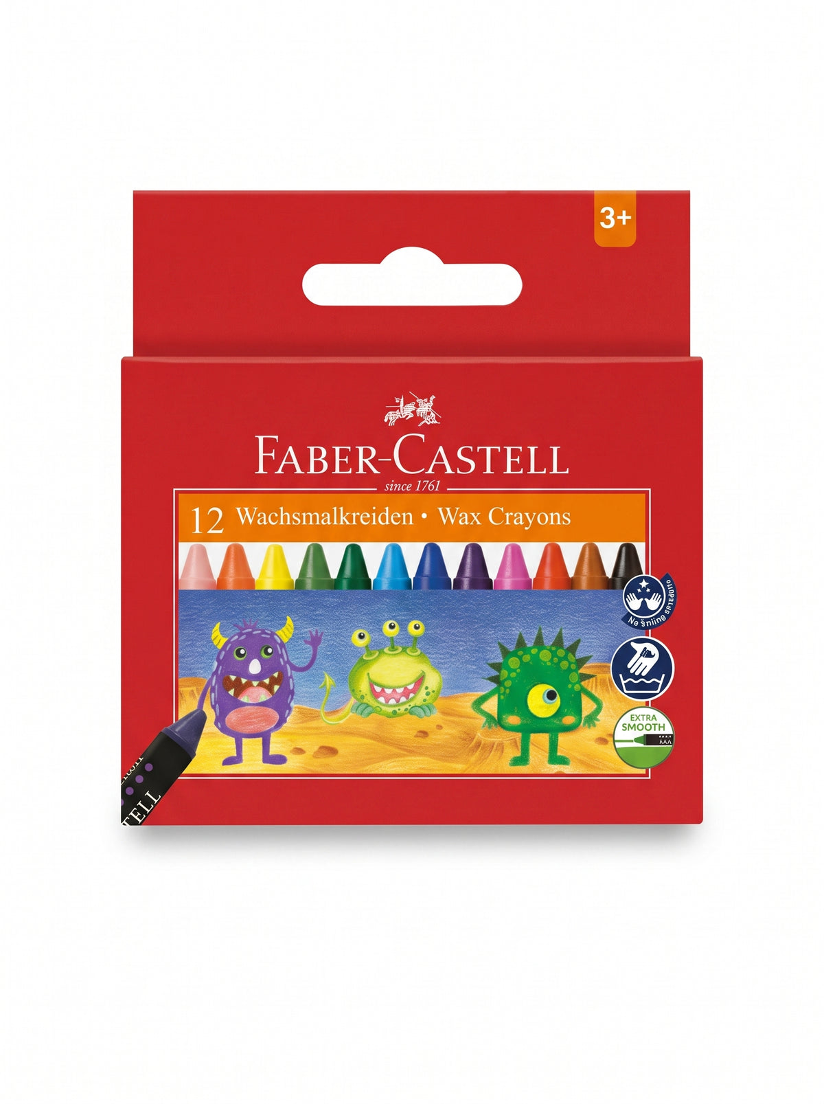 Crayons de cire Faber-Castell - Boîte de 12 Couleurs Vives