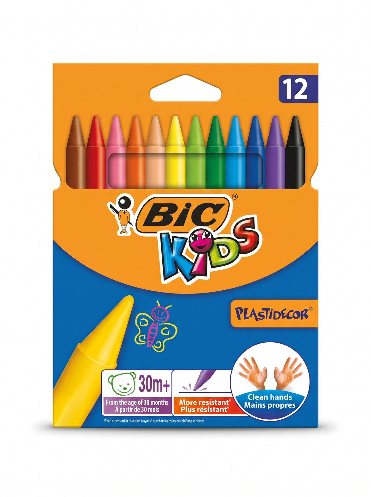 Crayons de cire grand modèle BIC Kids - 12 Pièces