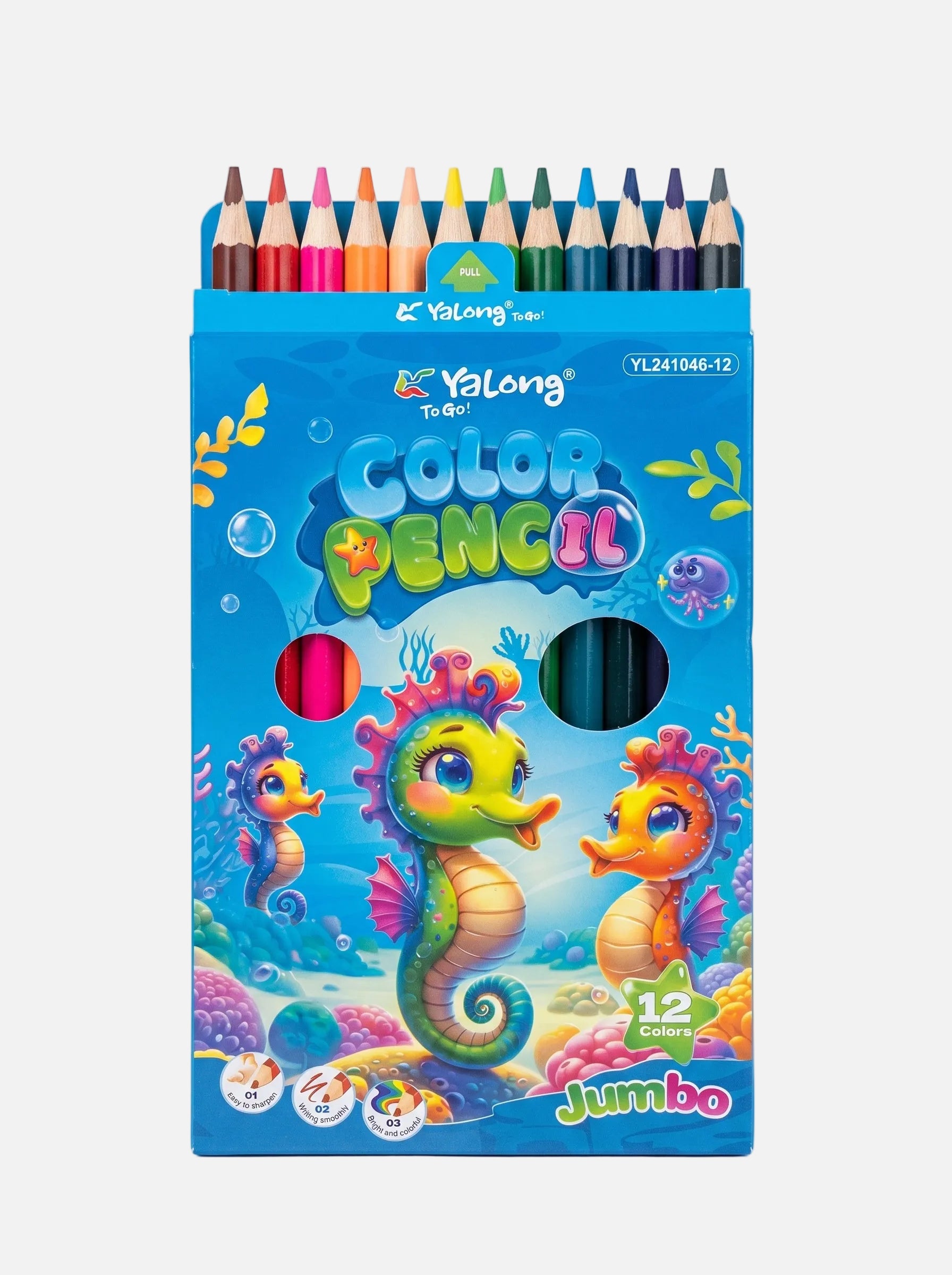 Yalong To Go : Boîte de Crayons de couleur Jumbo 12 pièces | Dessin & Croquis