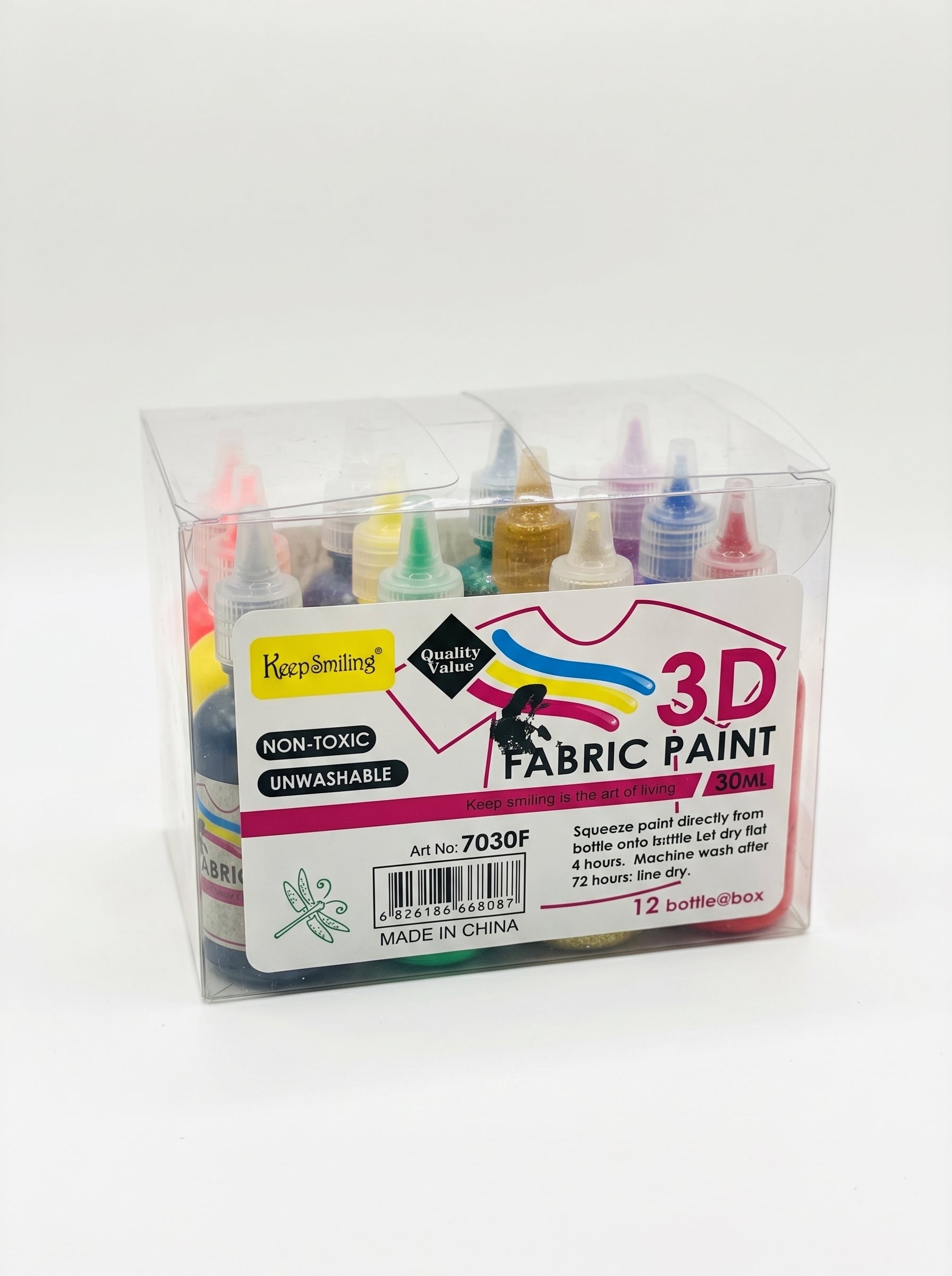 Set peinture sur tissu Keep Smiling 12 couleurs (30ml) Image principale du produit