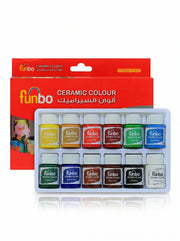 Peinture céramique Funbo 12 couleurs 12ml - Coffret loisirs créatifs