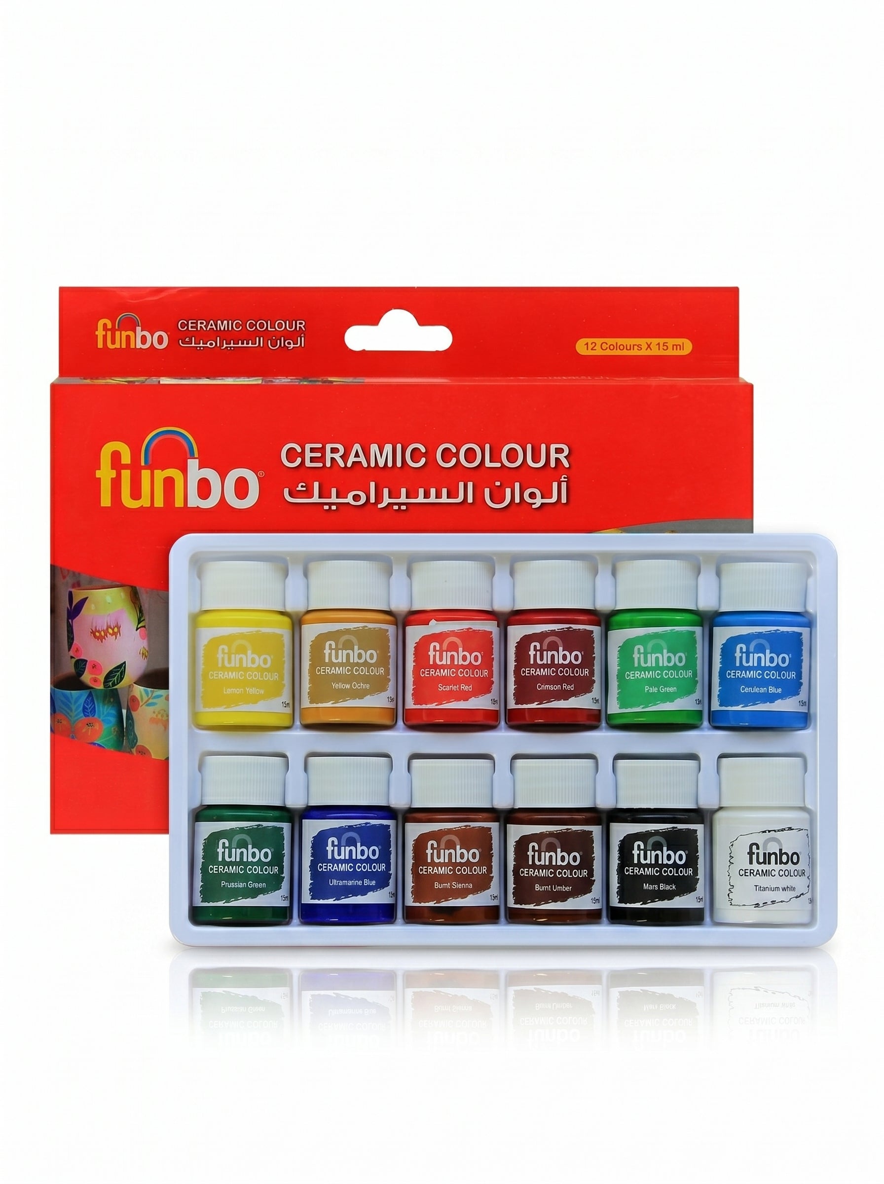 Peinture céramique Funbo 12 couleurs 12ml - Coffret loisirs créatifs