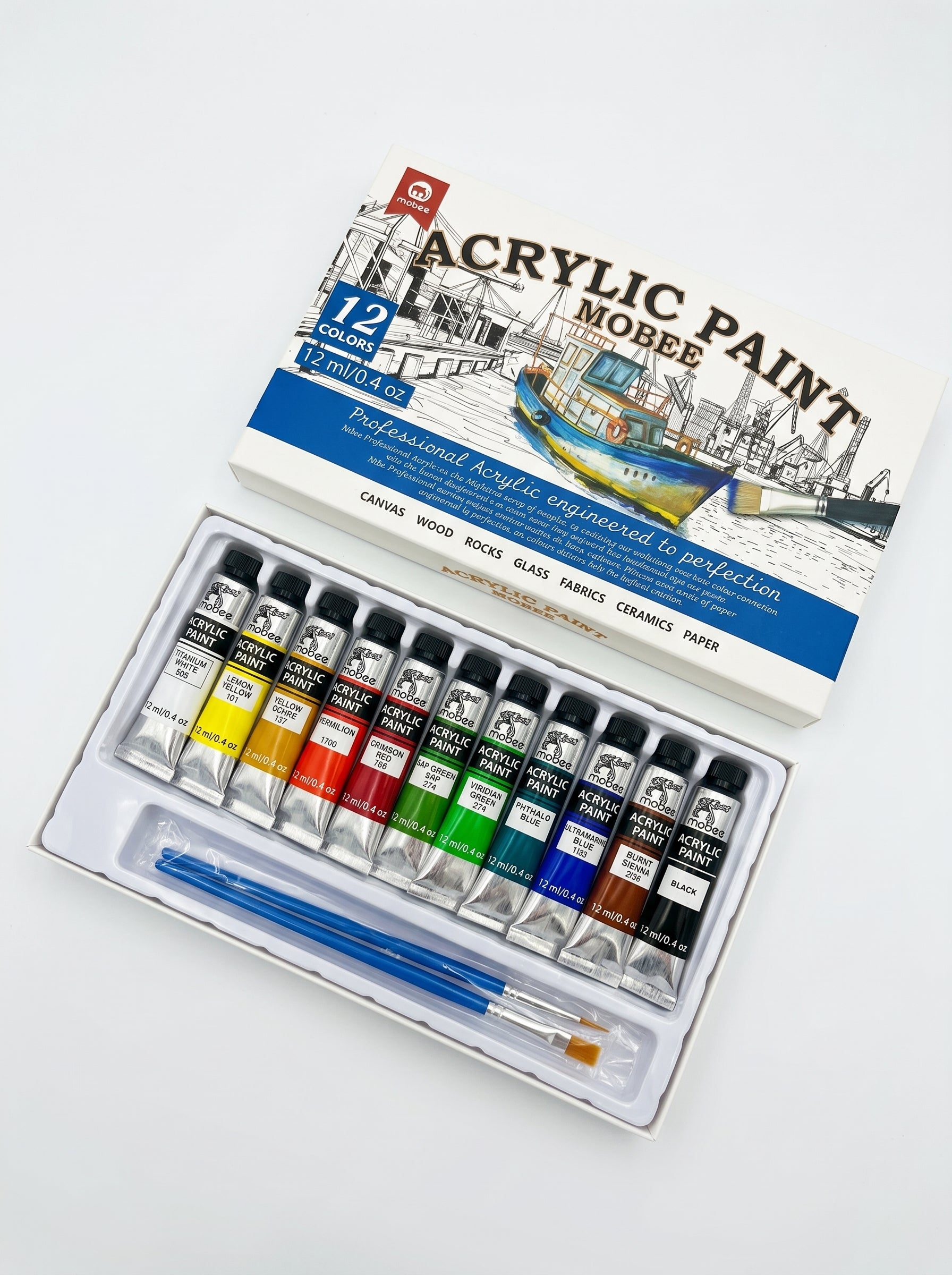 Peinture gouache acrylique Mobee 12 tubes - Set de peinture artistique