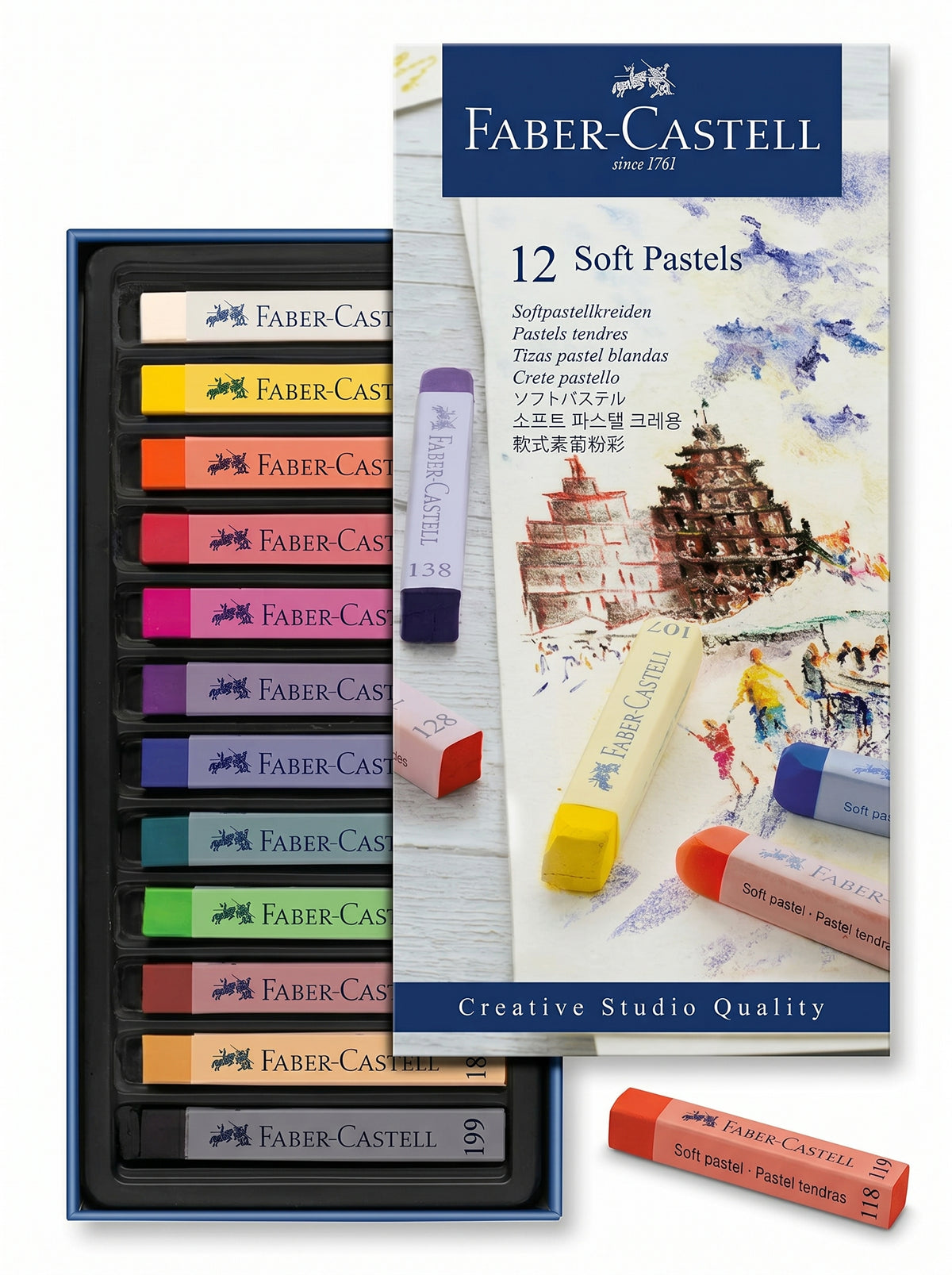 Crayons pastels soft Faber-Castell 12 pièces - Qualité Professionnelle