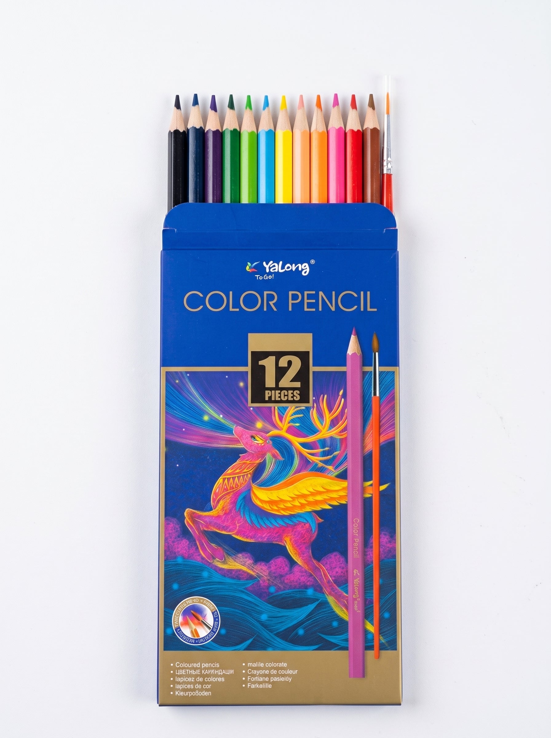 Crayons aquarellables Yalong To Go 12 pièces + pinceau - Kit de dessin nomade