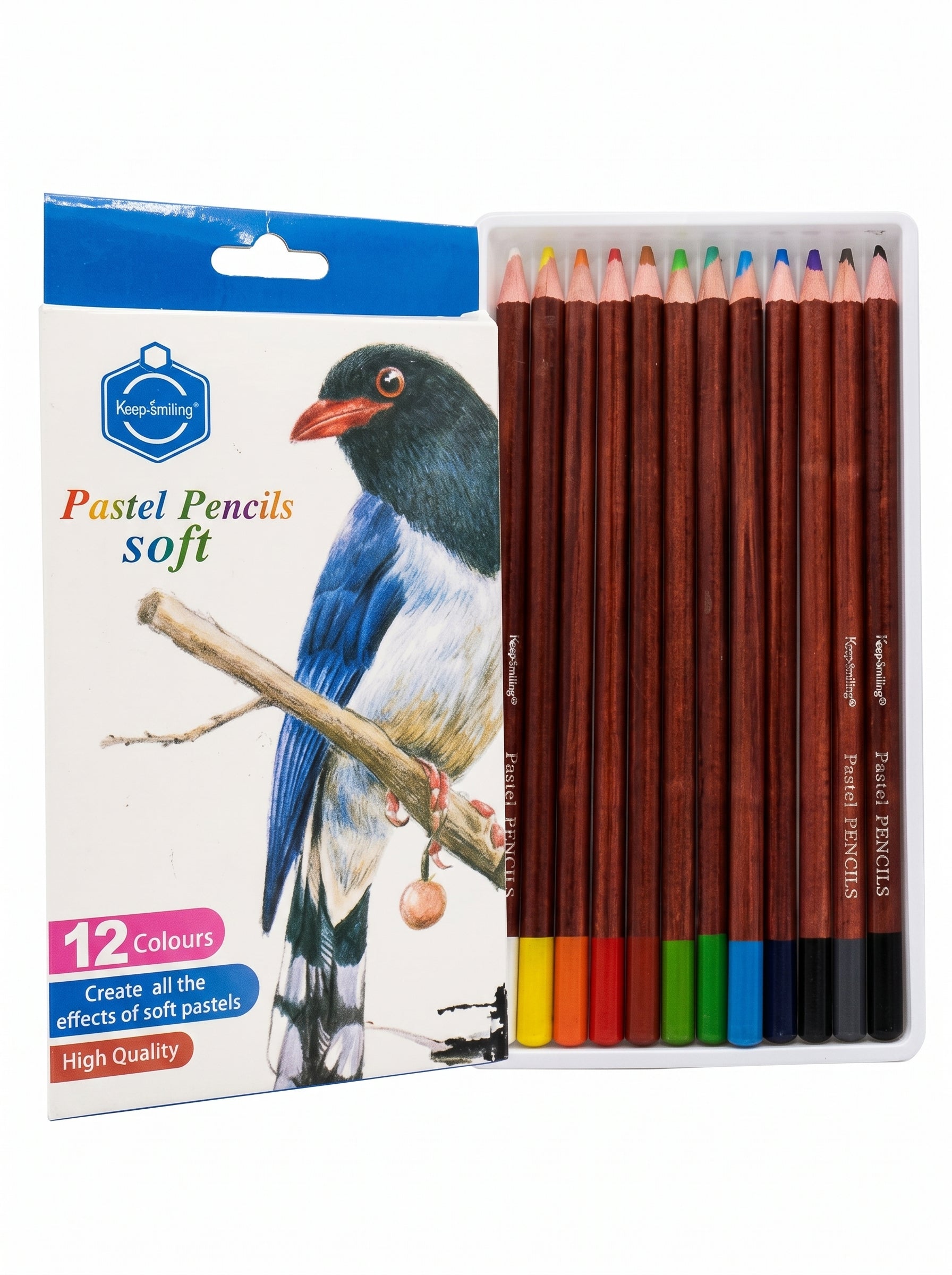 Crayons pastels soft Keep Smiling 12 pièces - Qualité supérieure d'artiste