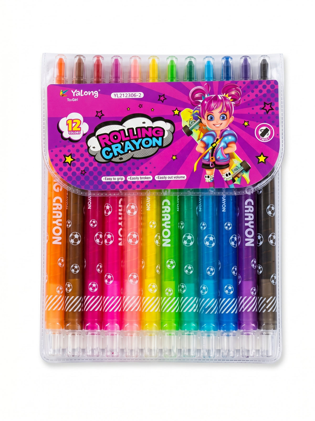 Crayons à cire 12 pcs Yalong – Grand Format (Arts Plastiques)