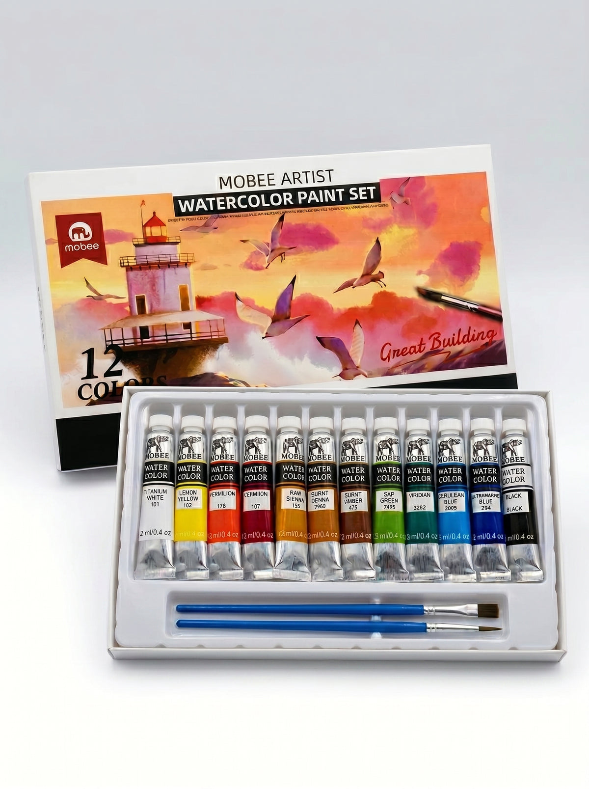 Aquarelle Mobee 12 tubes + pinceaux - Coffret de peinture complet