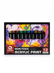 Peinture Acrylique 12 Tubes 12 ml – Coffret de 12 Couleurs pour Artistes et Étudiants