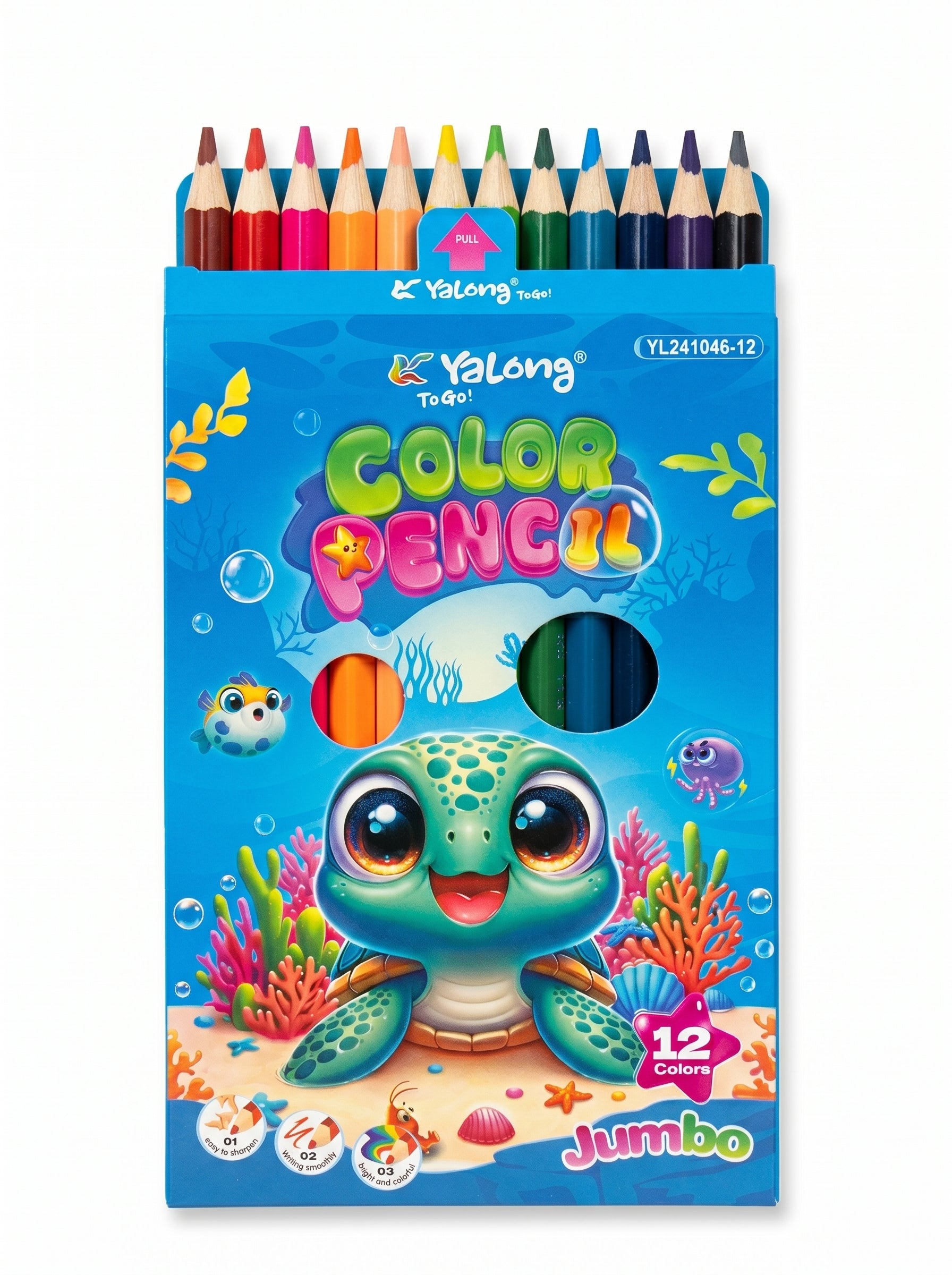 Yalong To Go : Boîte de Crayons de couleur Jumbo 12 pièces | Dessin & Croquis