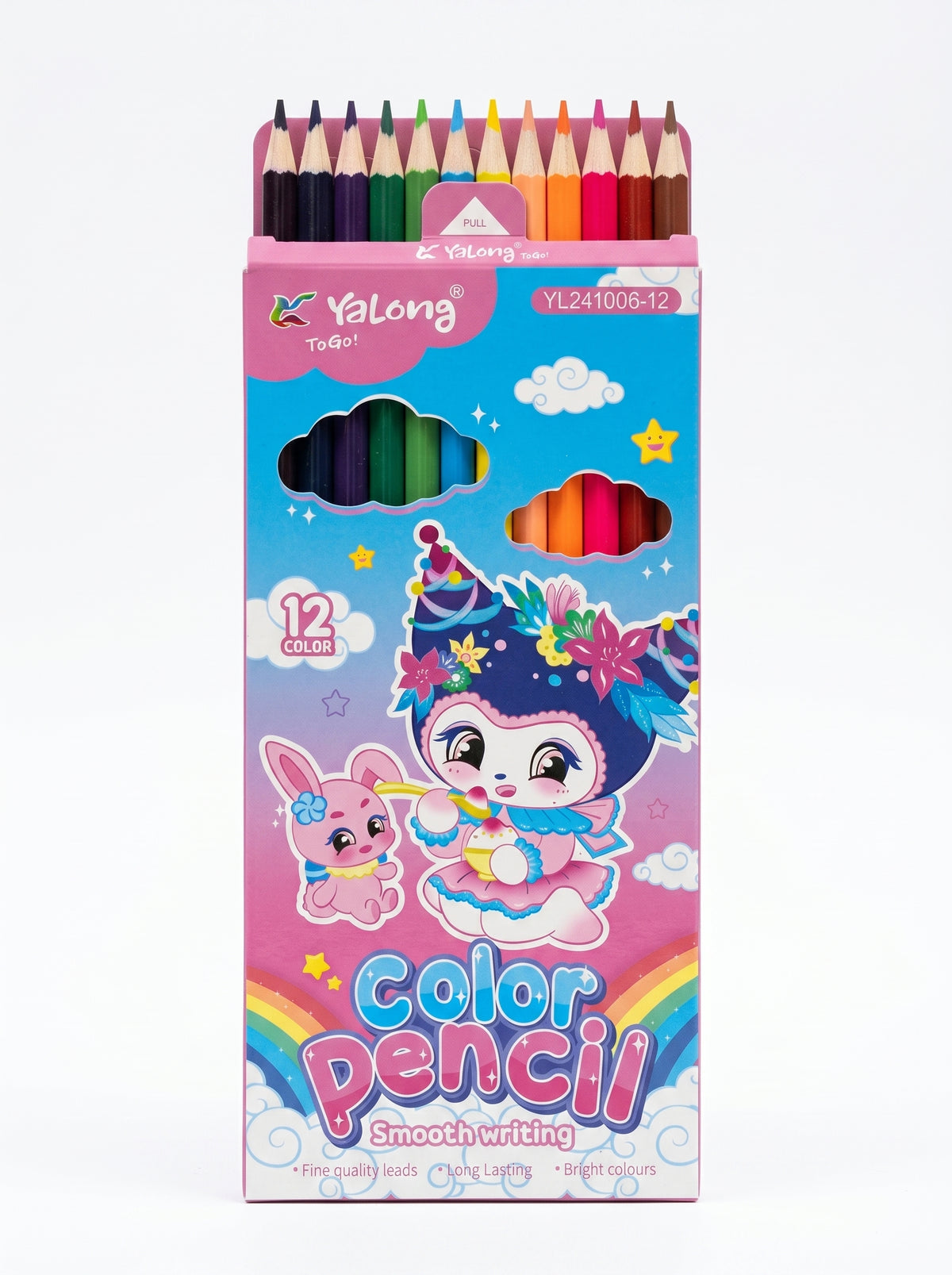 Crayons de couleur 12pcs Yalong - Couleurs Éclatantes Yalong To Go