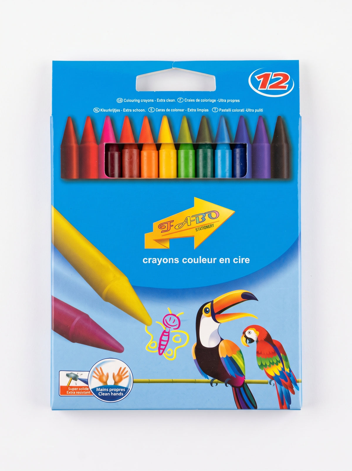 Crayons de cire Fabo 12 pièces - Craies pour Dessin