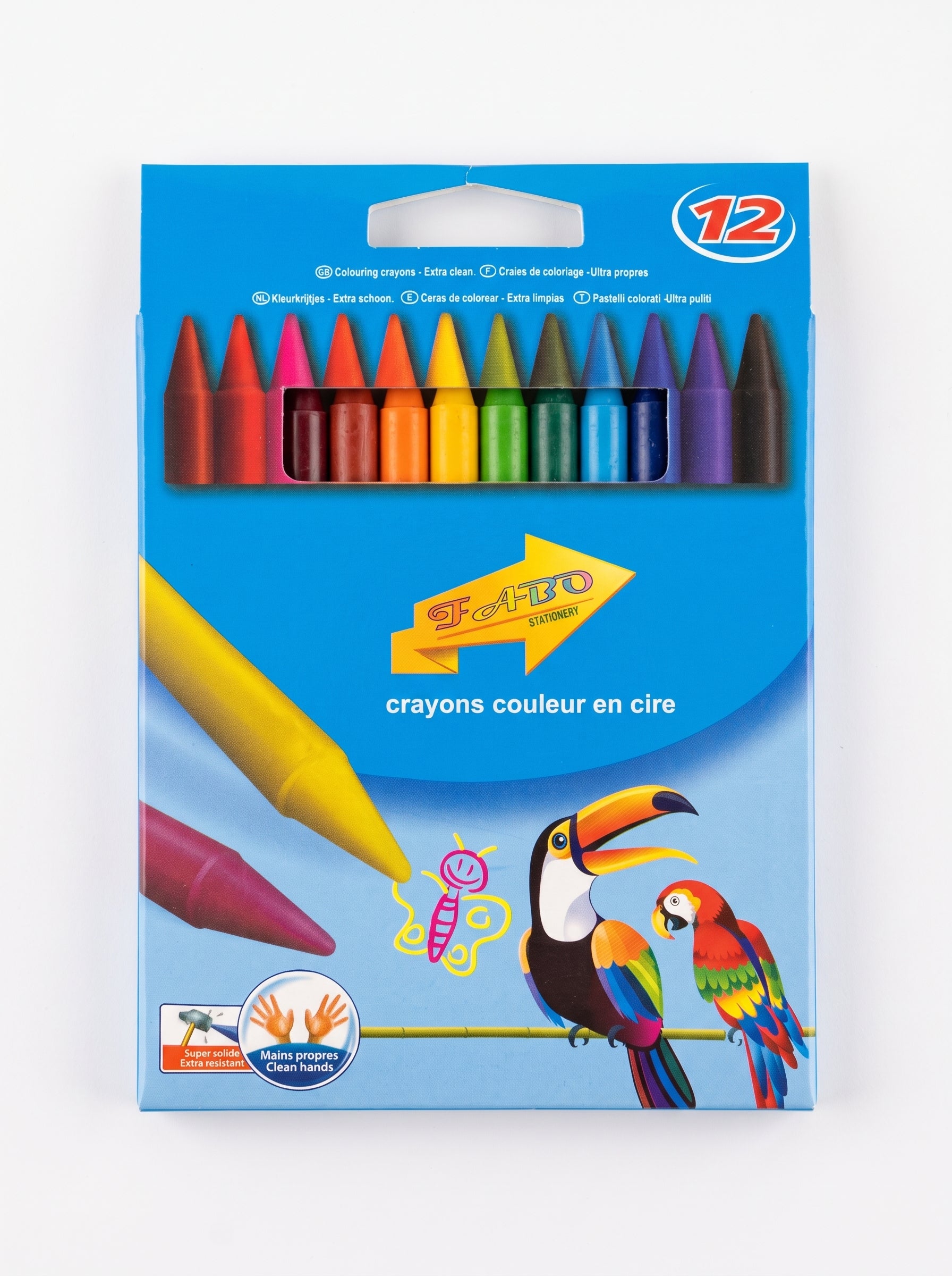 Crayons de cire Fabo 12 pièces - Craies pour Dessin