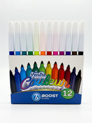 Boîte de 12 Feutres de couleur Boost School – Qualité scolaire