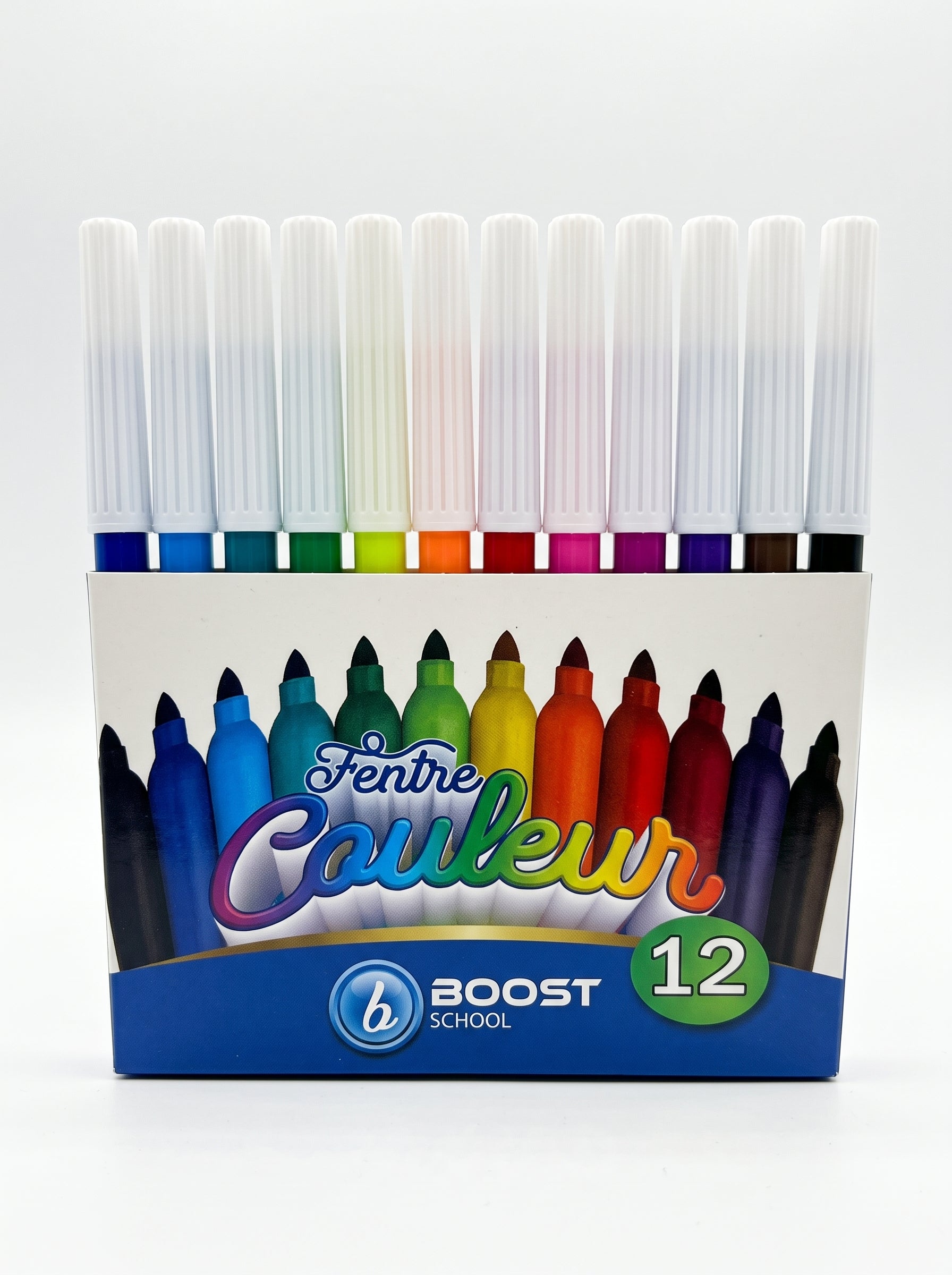 Boîte de 12 Feutres de couleur Boost School – Qualité scolaire