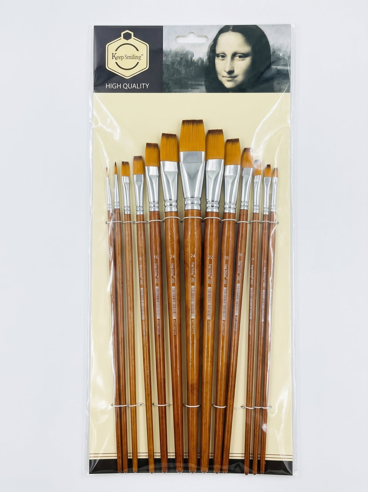 Pinceau plat manche long – Set 13 pièces