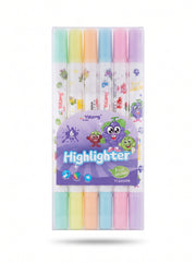 Set de 6 Surligneurs Pastels Double Pointe Yalong – Couleurs douces