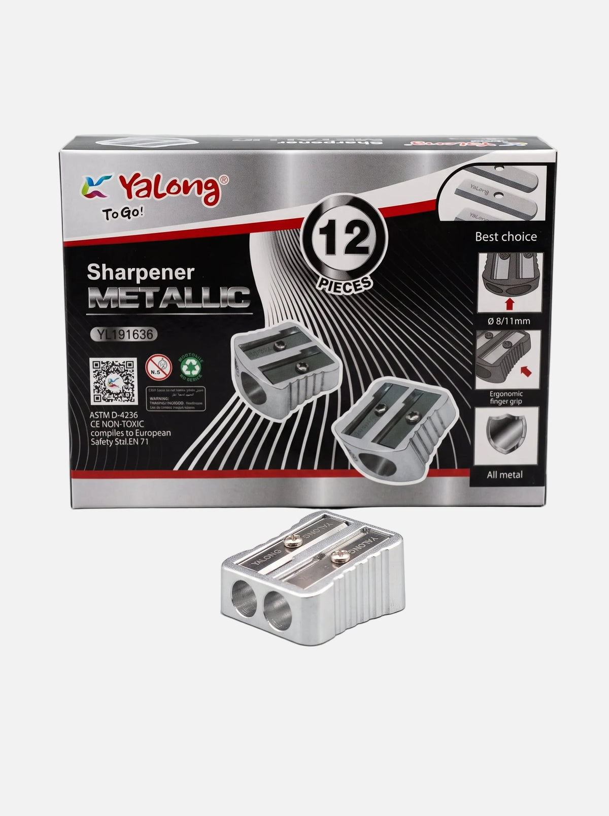 Taille-crayon Yalong Metallic 2 usages – Idéal pour crayons