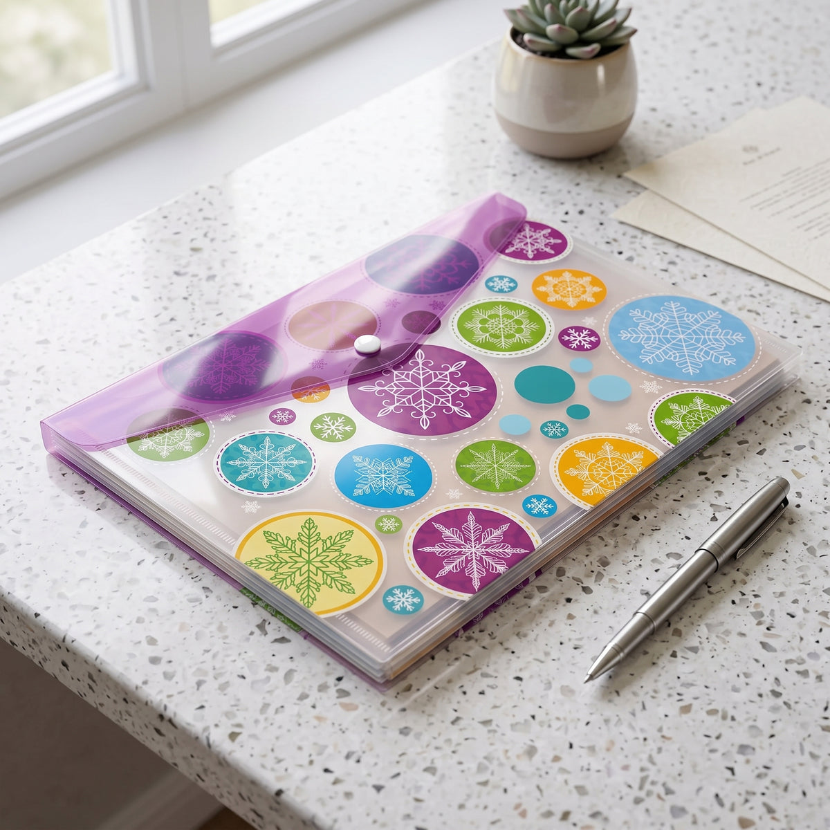 Pochette Porte-Documents A4 – Classeur Plastique avec Bouton Pression