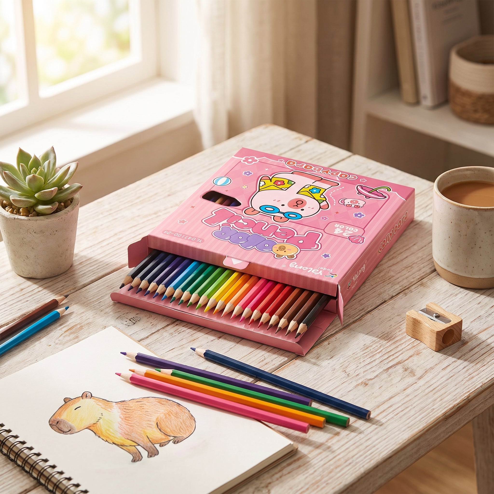 Crayons de Couleur 24 Couleurs Qualité Premium pour Dessin et Art
