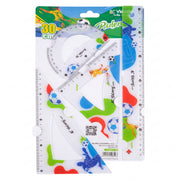 Lot de 4 : Pochette Géométrique 30cm pour Fournitures Scolaires
