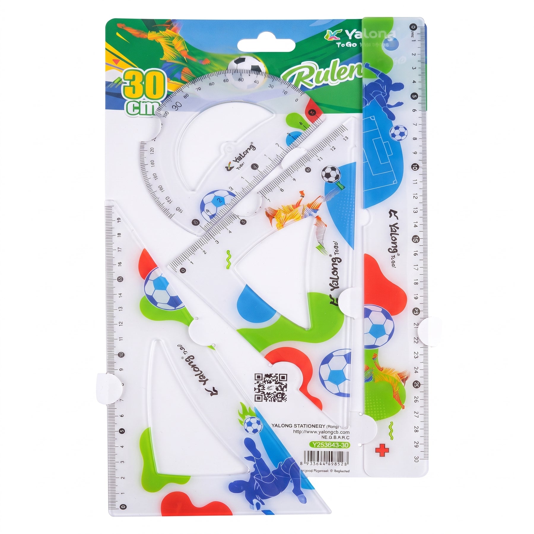 Lot de 4 : Pochette Géométrique 30cm pour Fournitures Scolaires