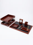Parure de bureau en bois 7 pièces – Set d'organisation élégant