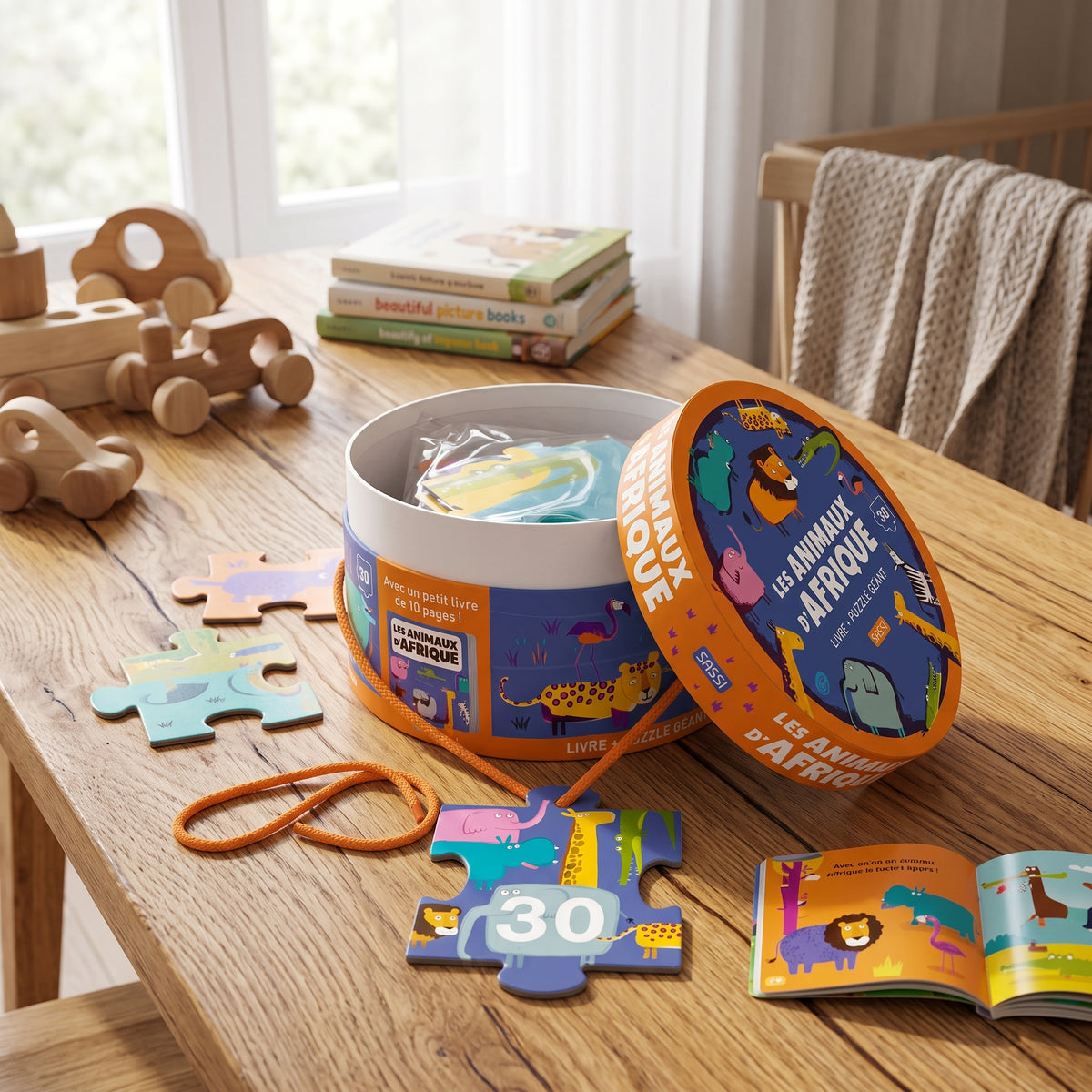 Coffret Livre et Puzzle Géant Animaux – Jeu Éducatif pour Enfants
