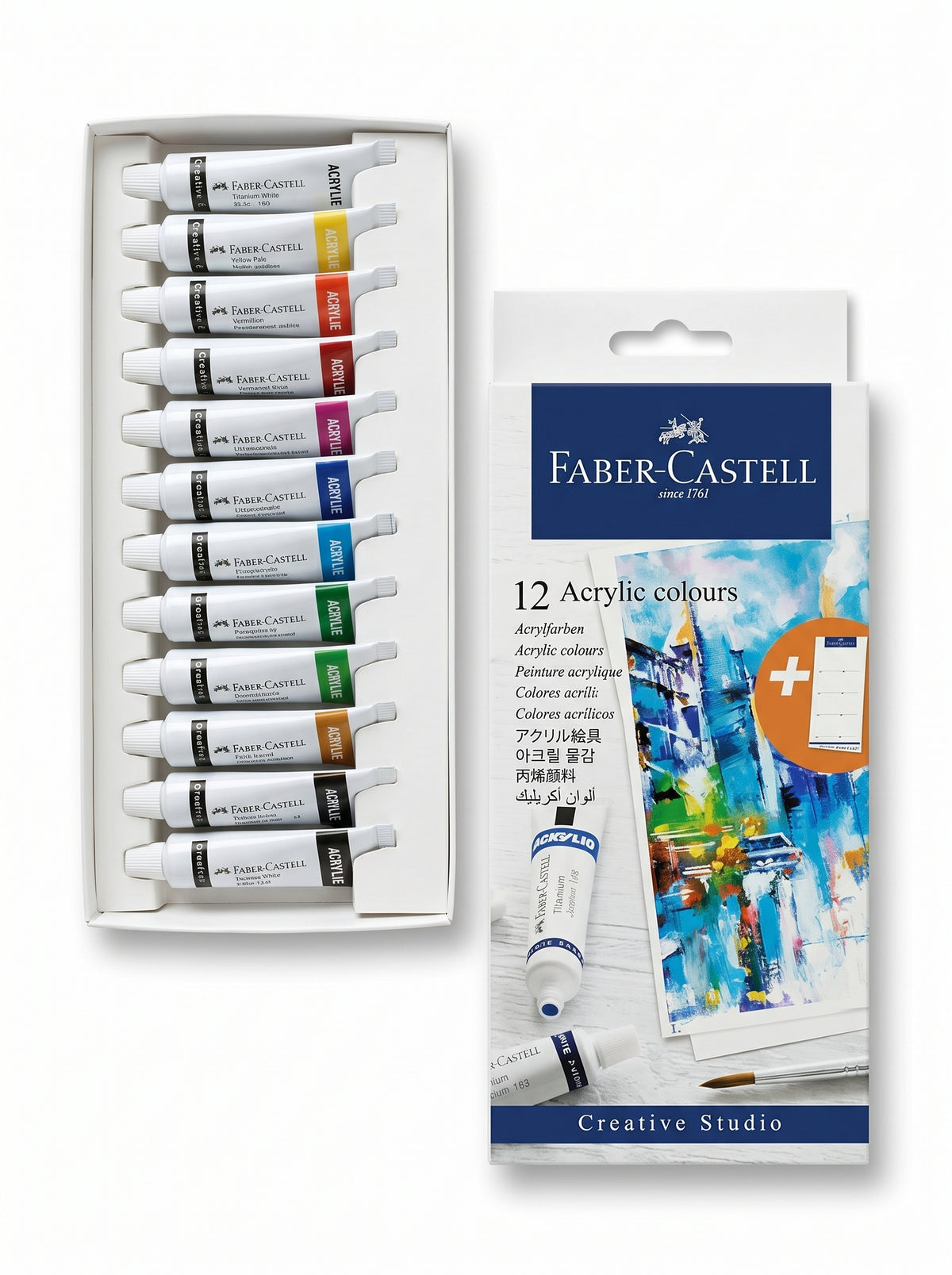 Peinture acrylique Faber-Castell 12 tubes 20ml - Set de peinture artistique