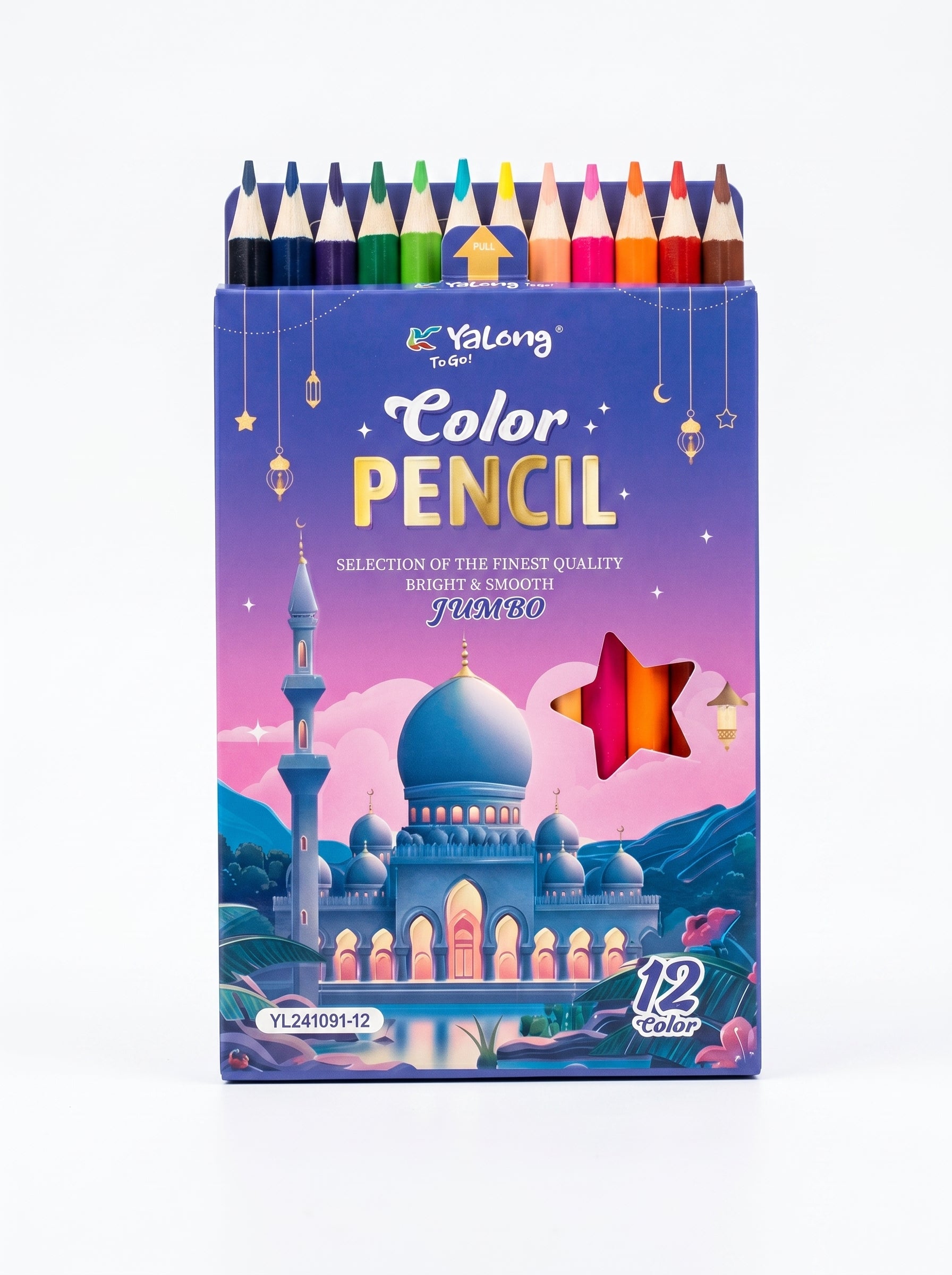 Boîte de 12 Crayons de Couleur aux Teintes Vives – Jumbo Yalong