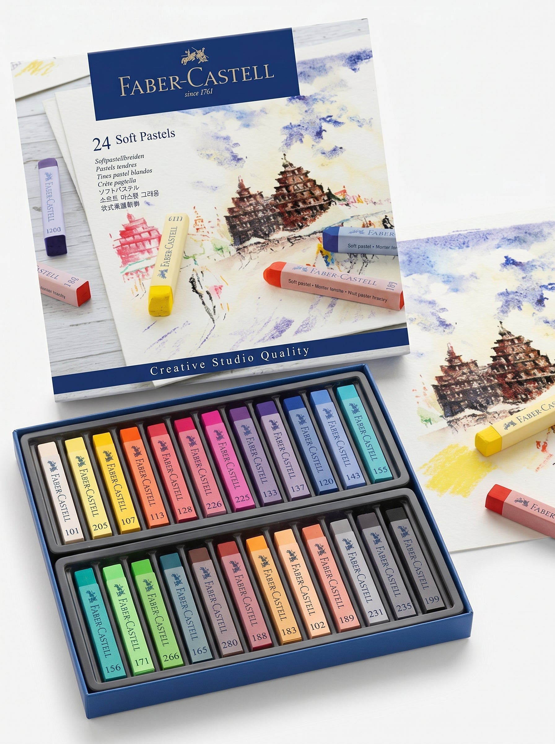 Crayons pastels soft Faber-Castell 24 pièces - Qualité Professionnelle