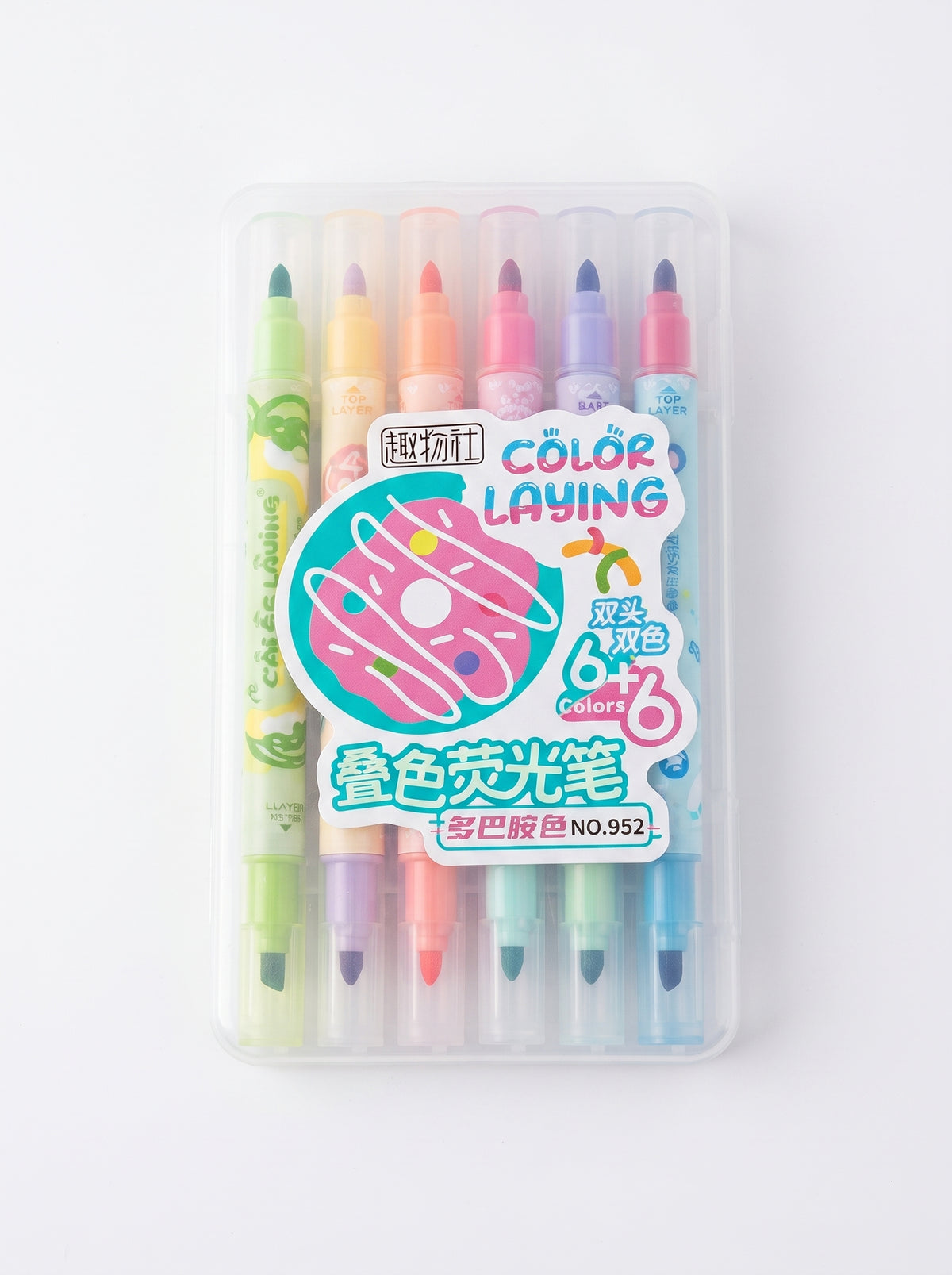 Surligneur double pointe Colorlaying – Lot de 6 Feutres Fluorescents
