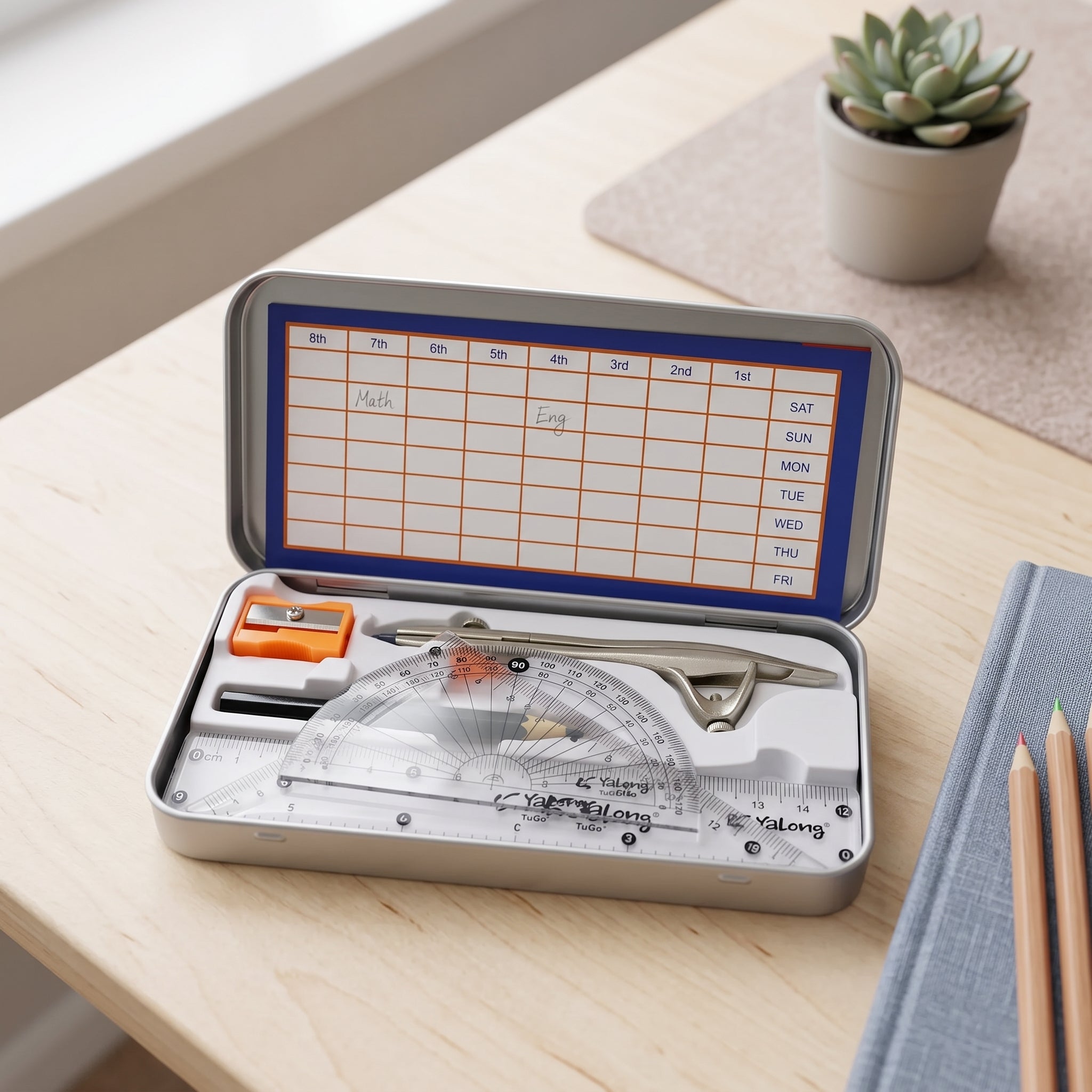 Kit de géométrie 8 pièces avec Pochette "To Go"