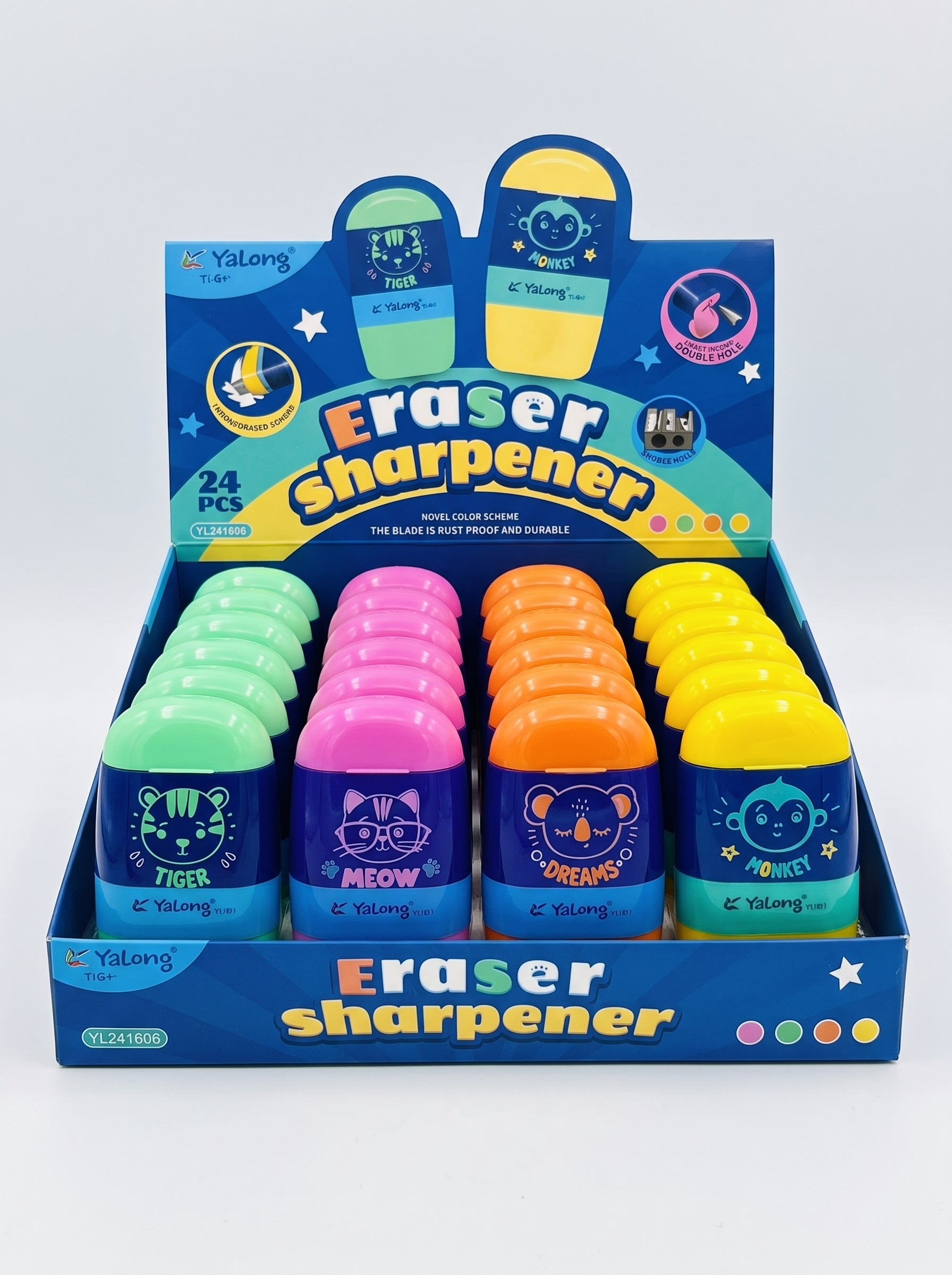 Set gomme et taille-crayon 2 usages Yalong