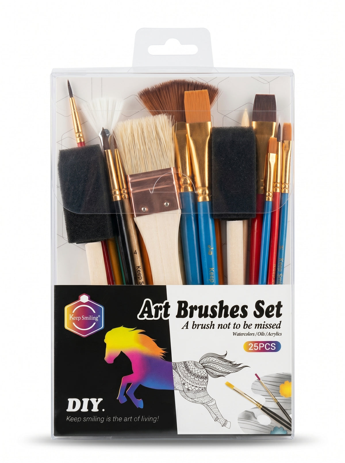 Kit de peinture Keep Smiling 25 pièces – Matériel d'art de haute qualité