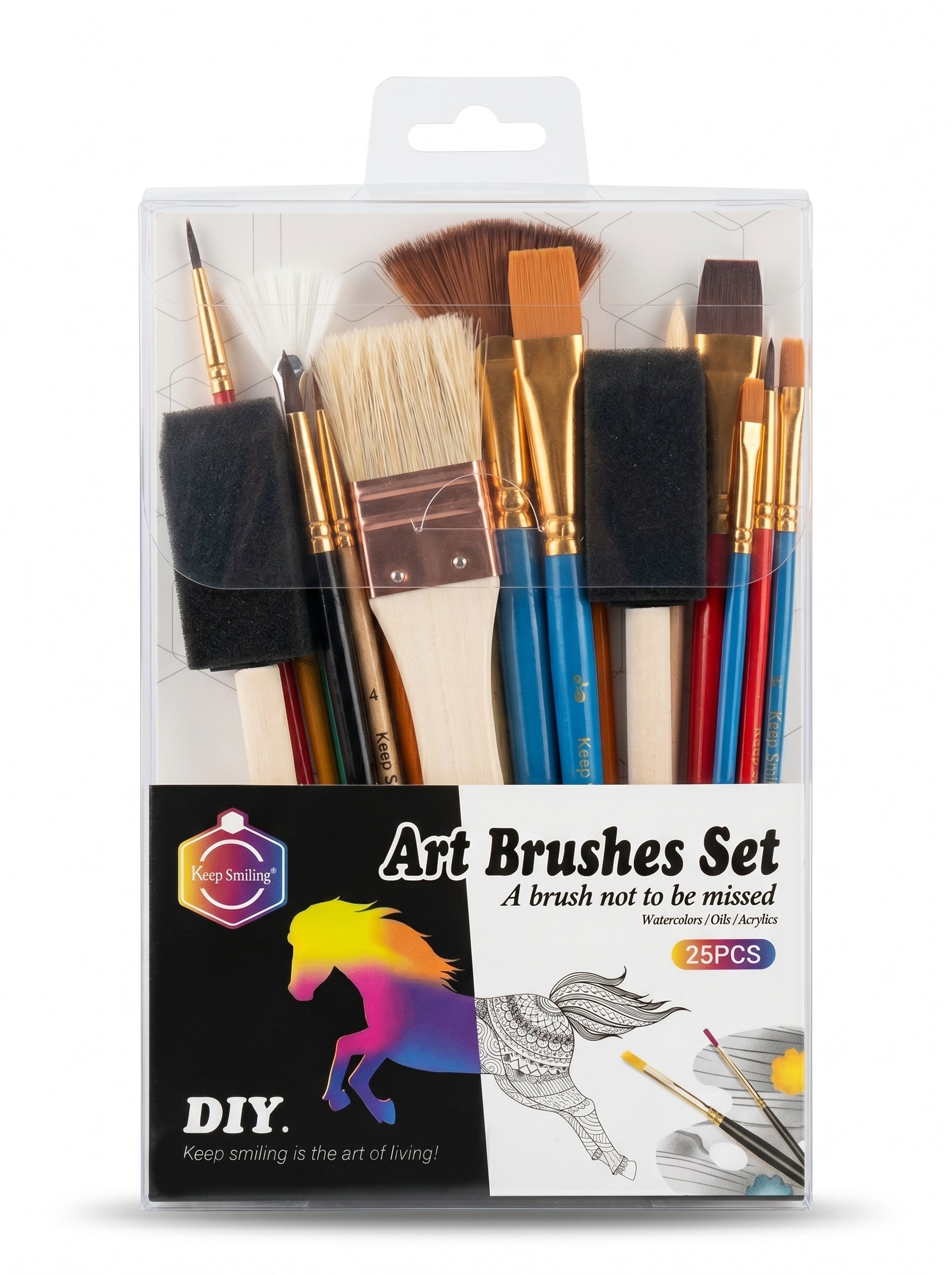 Kit de peinture Keep Smiling 25 pièces – Matériel d'art de haute qualité