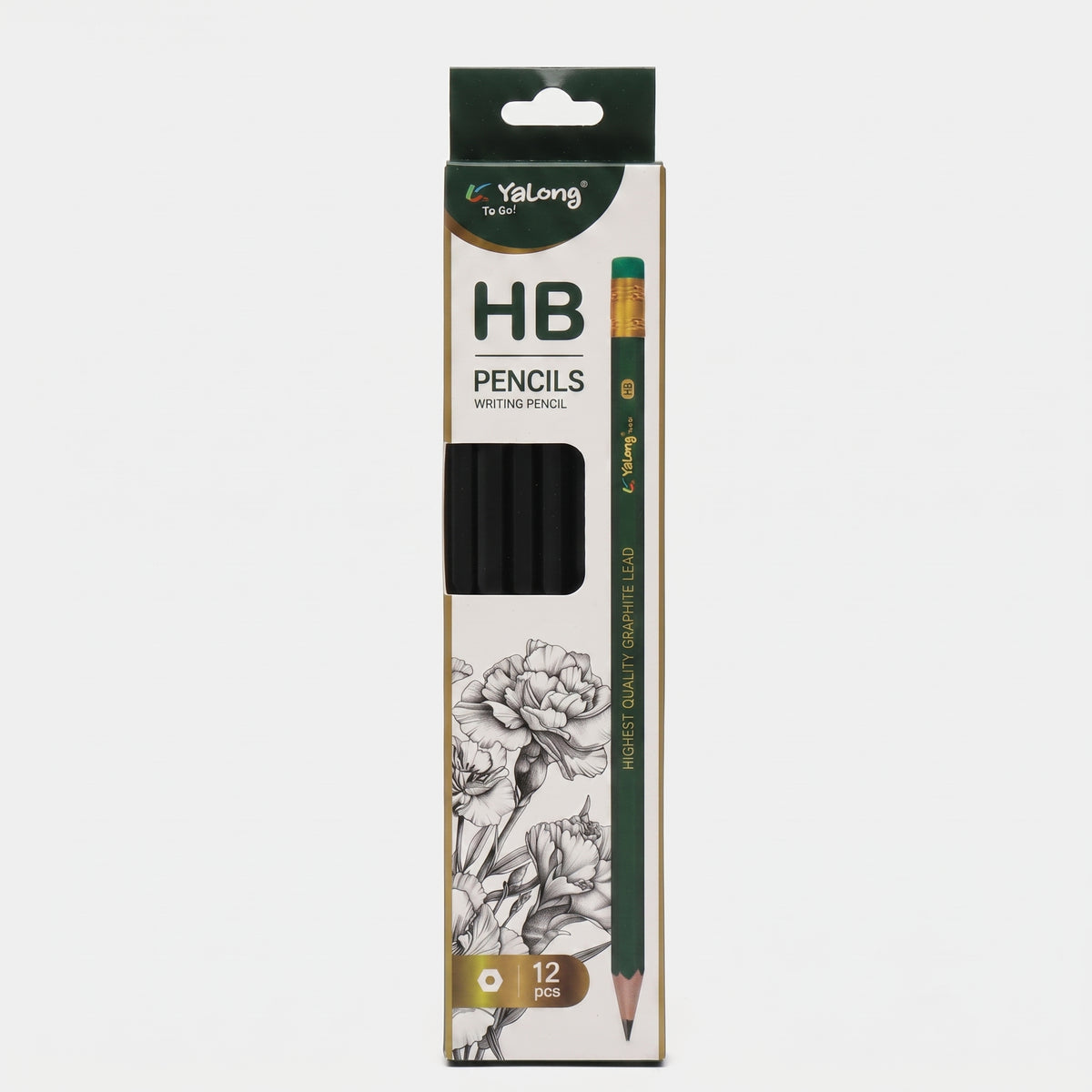 Crayon à papier HB noir Yalong : Boîte de 12 - Finition Noire Mate Image principale du produit