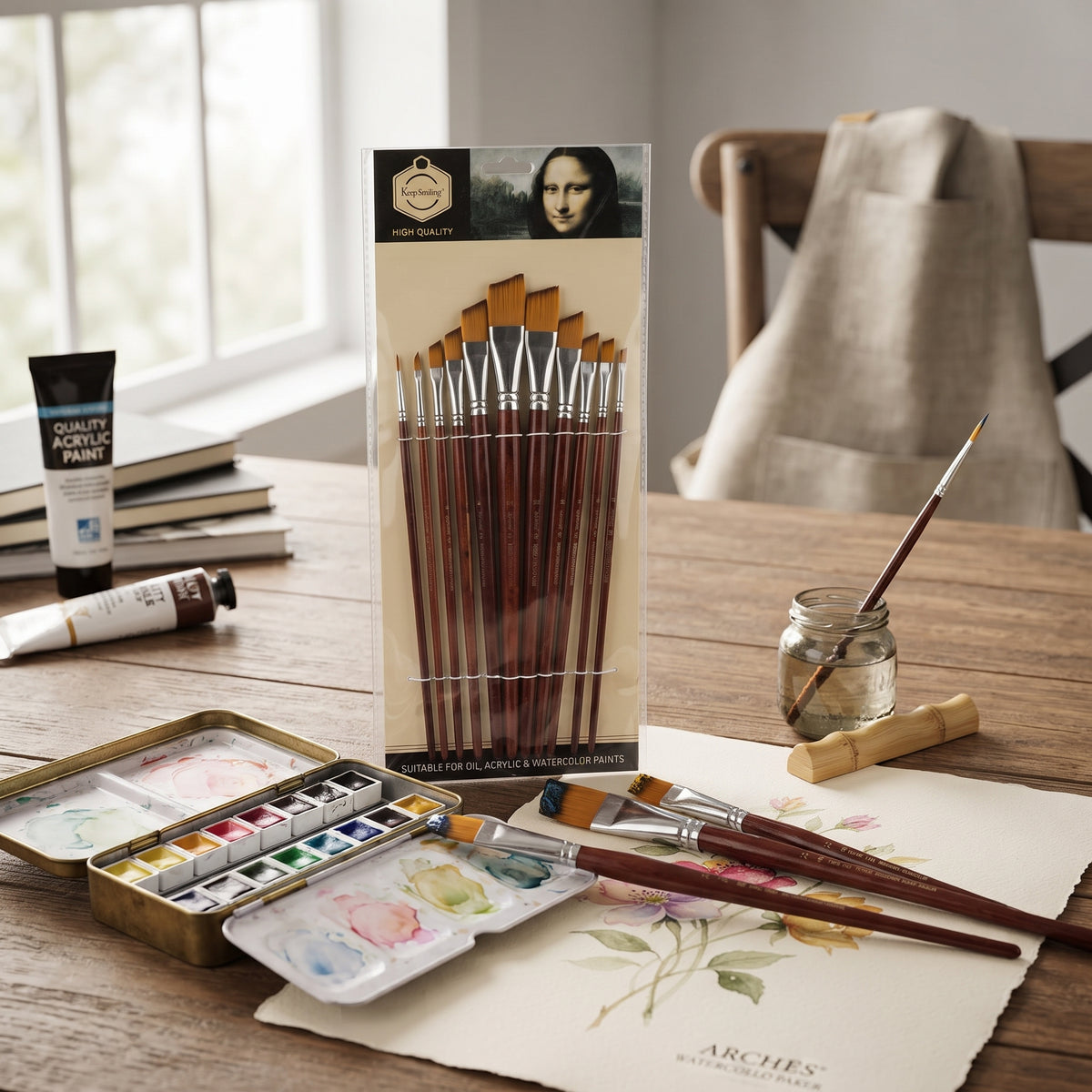 Pinceau biseauté peinture - Set de 13 pinceaux