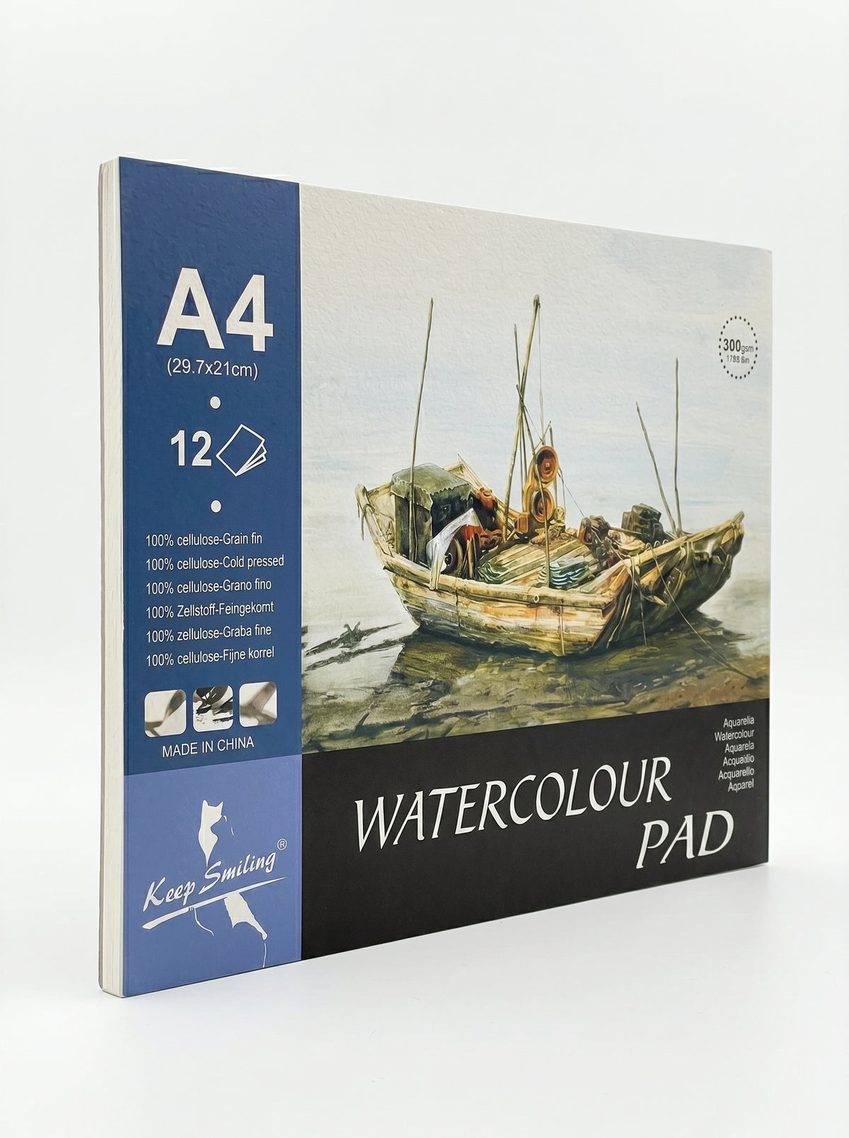 Bloc papier aquarelle Keep Smiling A4 300g 12 feuilles