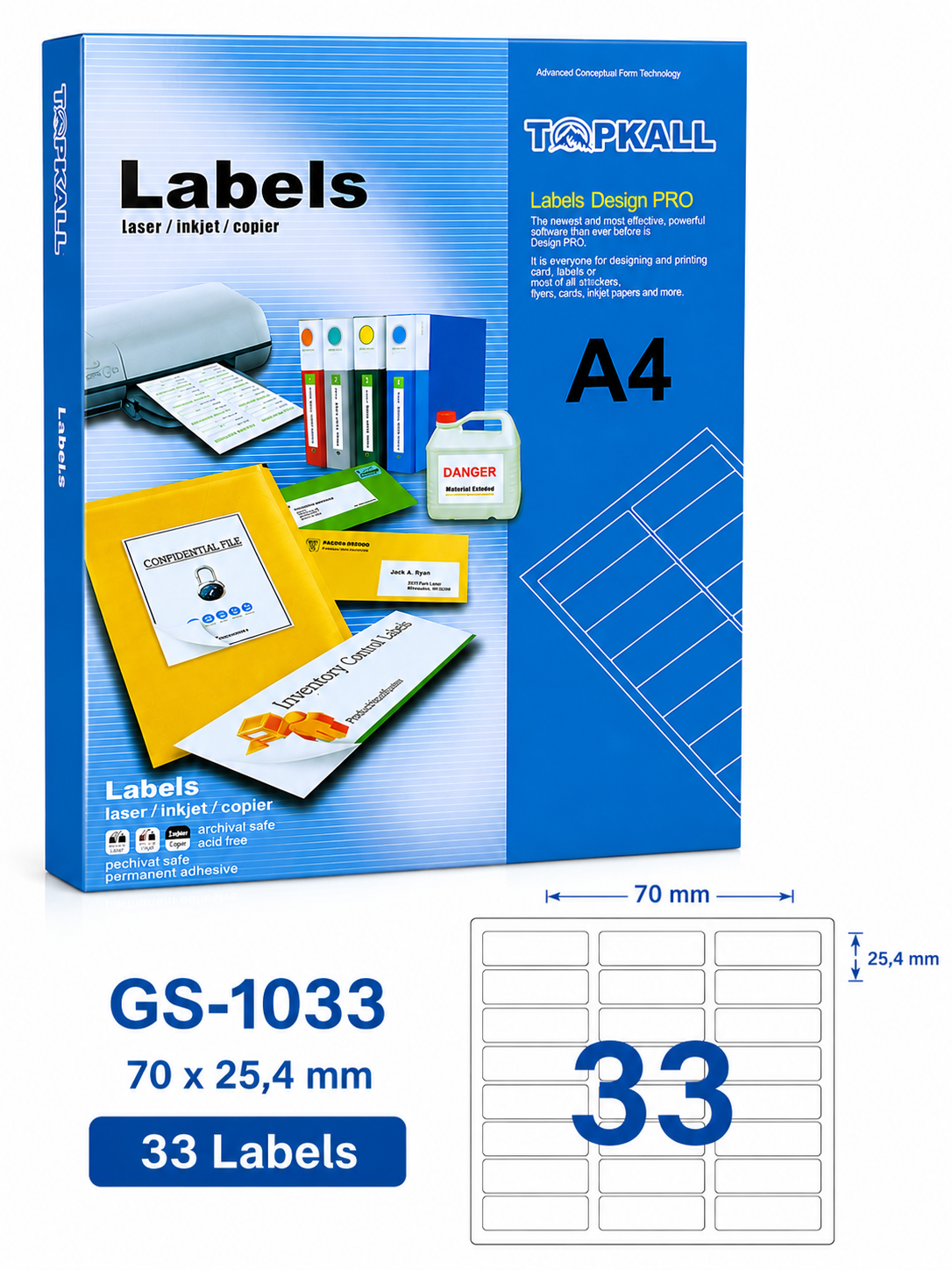 Etiquettes adhesive labels A4 100F - Papier Autocollant Qualité Pro