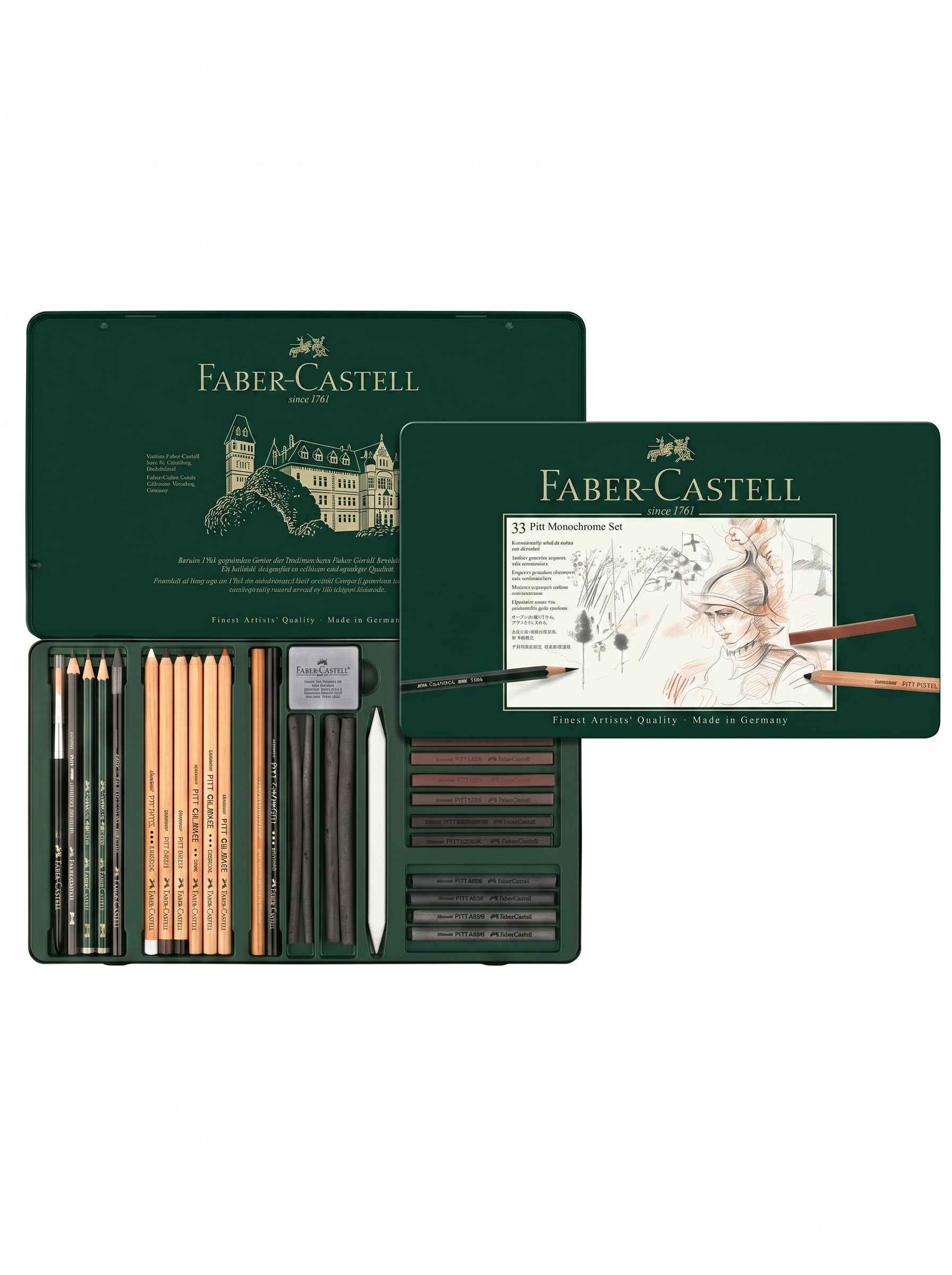 Set crayons graphite monochrome Faber-Castell 33 pièces | Qualité professionnelle artiste