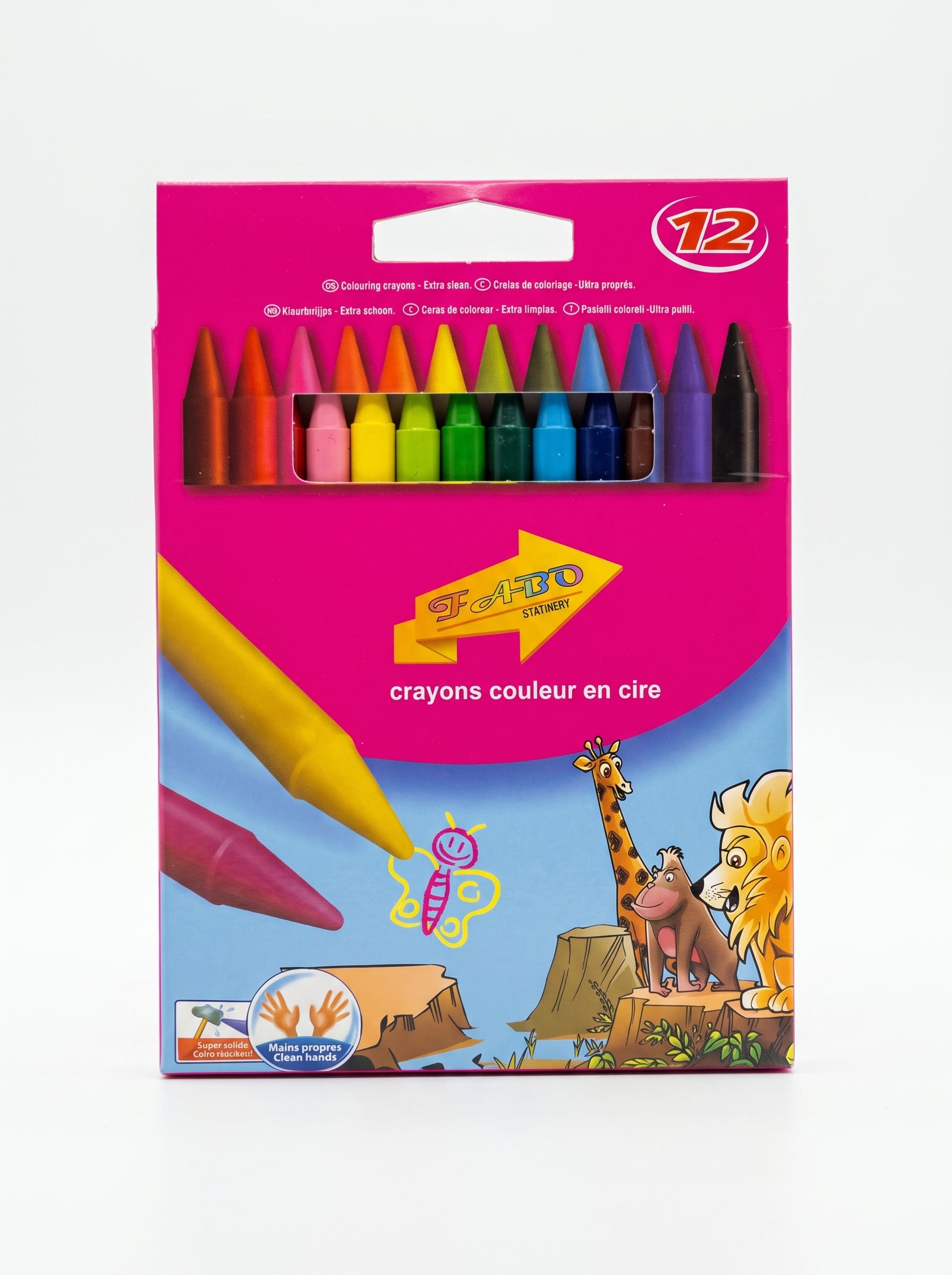 Crayons de cire Fabo 12 pièces - Craies pour Dessin
