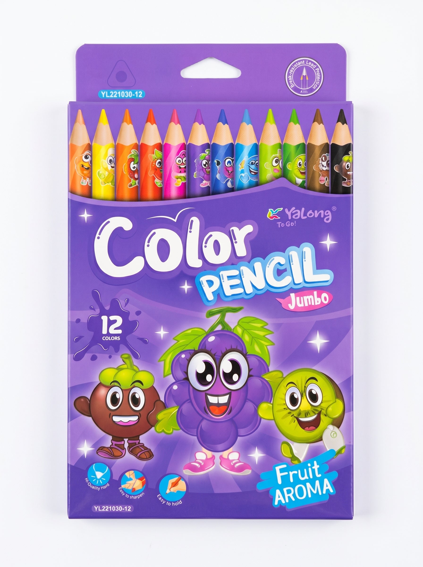 Boîte de 12 Crayons de couleur Jumbo Yalong