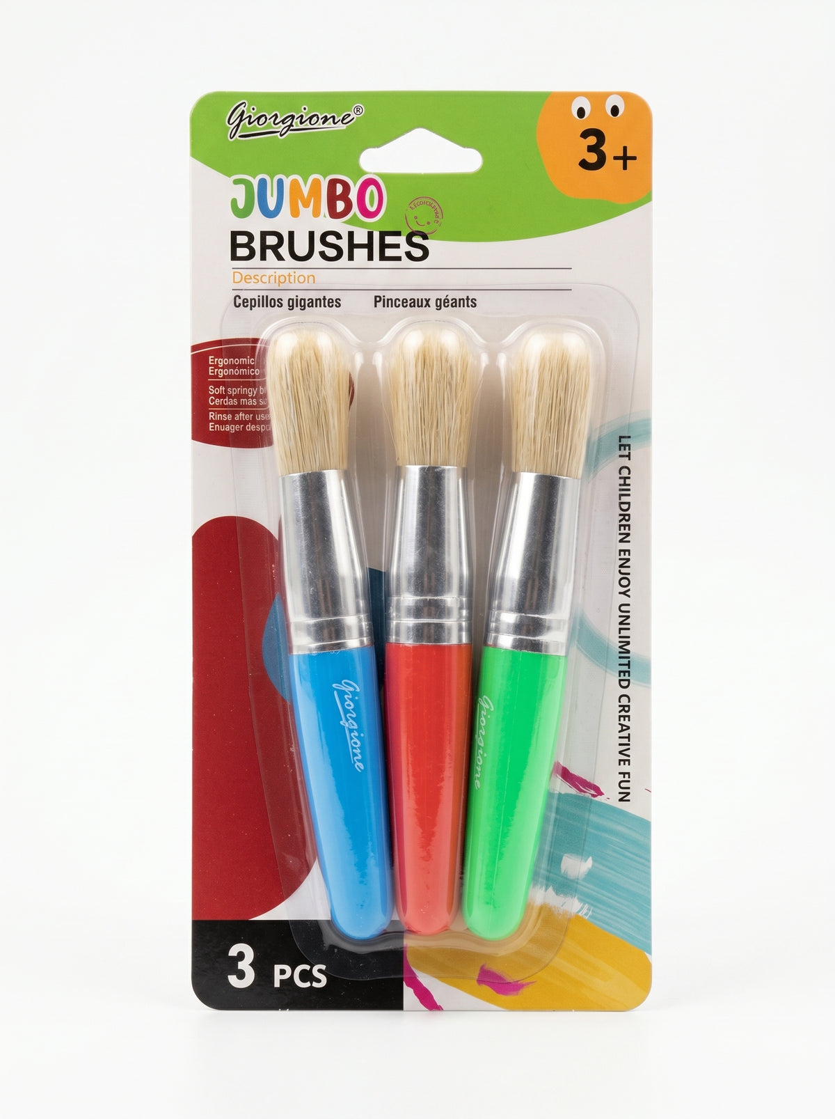Pinceau rond peinture – Set de 3 pinceaux avec manche – Idéal Beaux-Arts